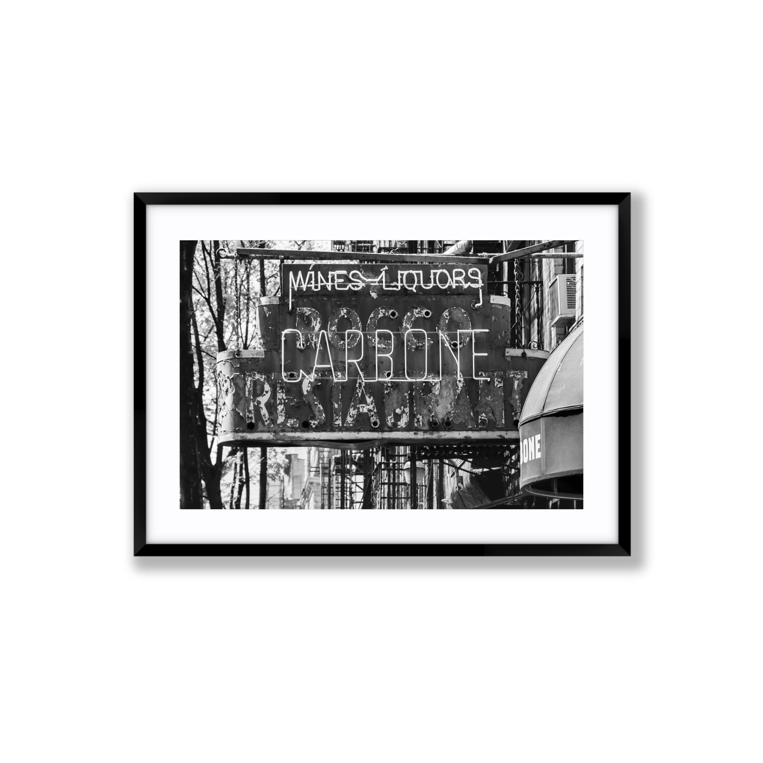 Thompson Street New York NYC Black & White wall art Large fine art print in black frame with matboard