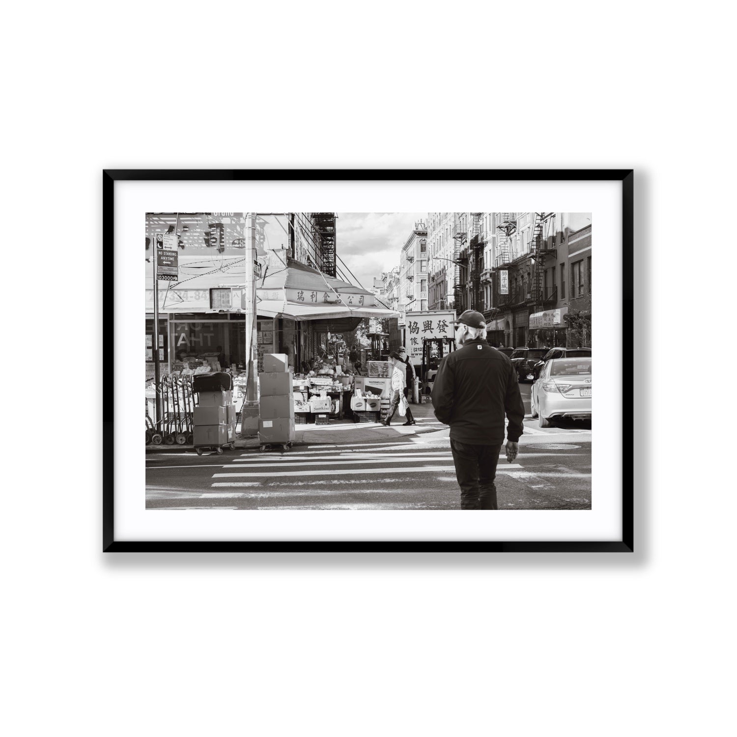 Chinatown New York NYC Street wall art Extra Large fine art print in black frame with matboard