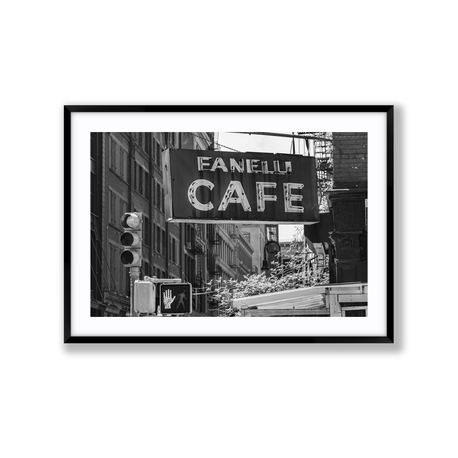 Soho Neon New York NYC Black & White wall art Extra Large fine art print in black frame with matboard