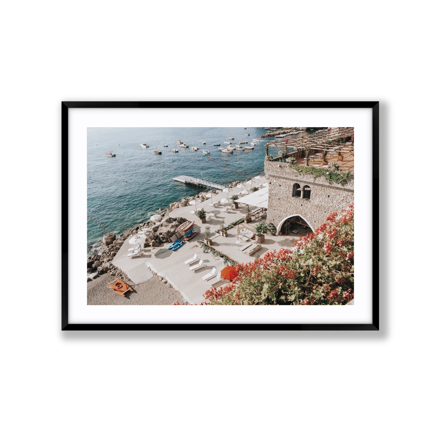 Floral Fortress fine art print, Amalfi, Italy, Extra Large, Black Frame · Matboard, Fine Art Print