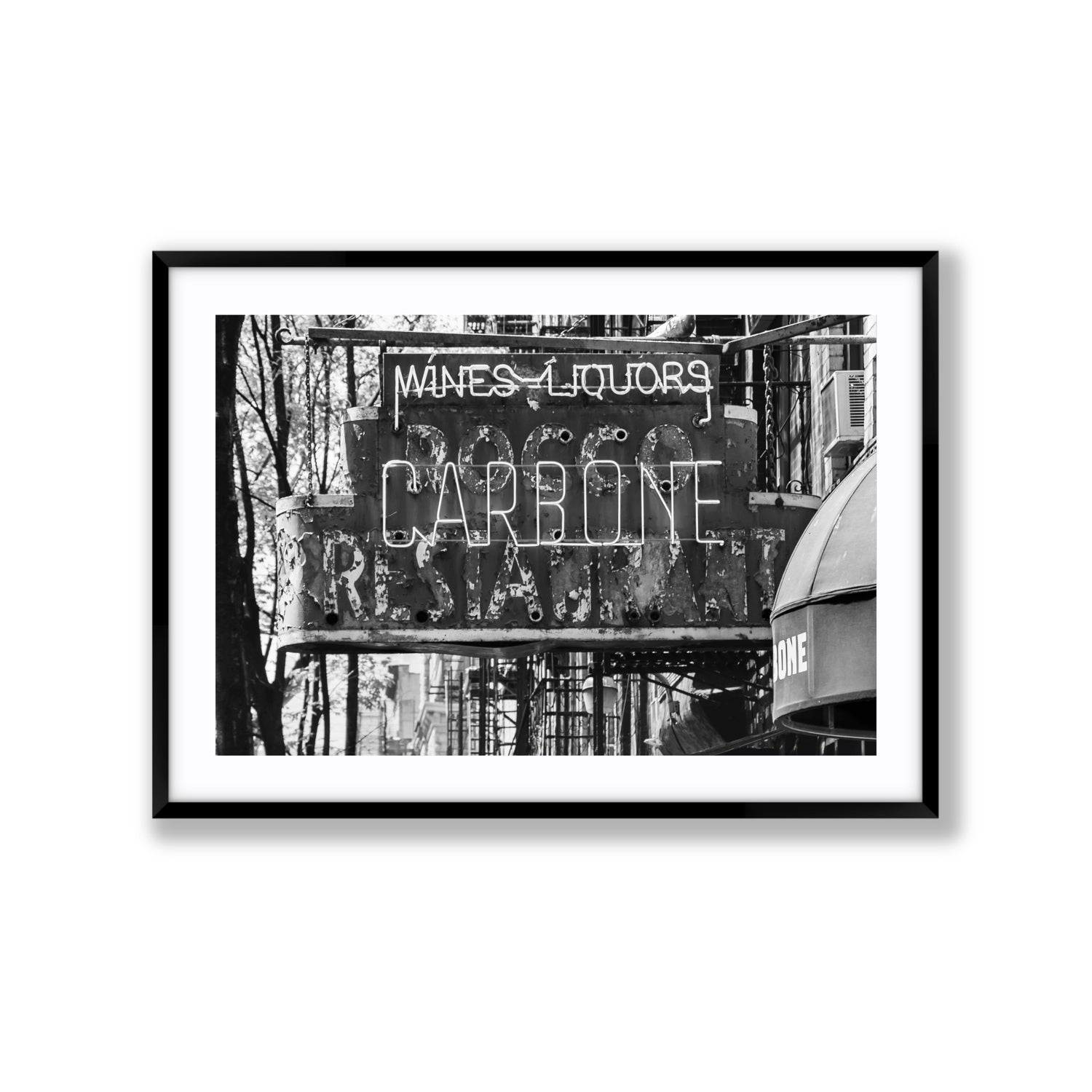 Thompson Street New York NYC Black & White wall art Extra Large fine art print in black frame with matboard