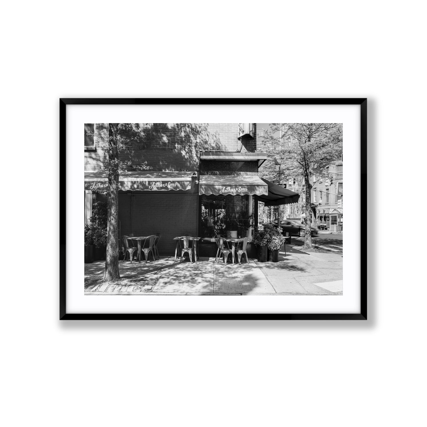 Arthur's Corner New York NYC Restaurant wall art Extra Large fine art print in black frame with matboard