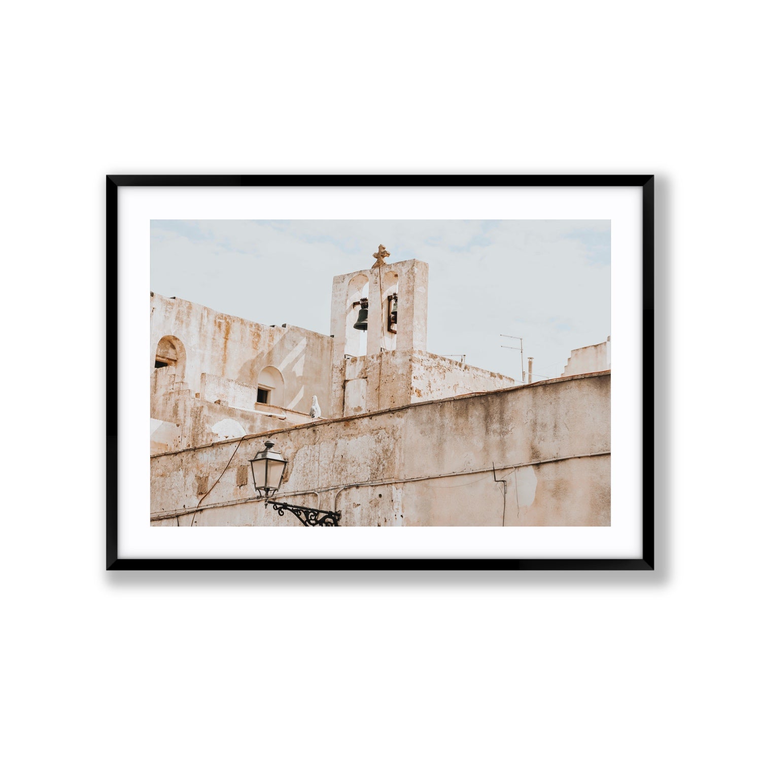 Ancient Bells Puglia Gallipoli Italian wall art Extra Large fine art print in black frame with matboard
