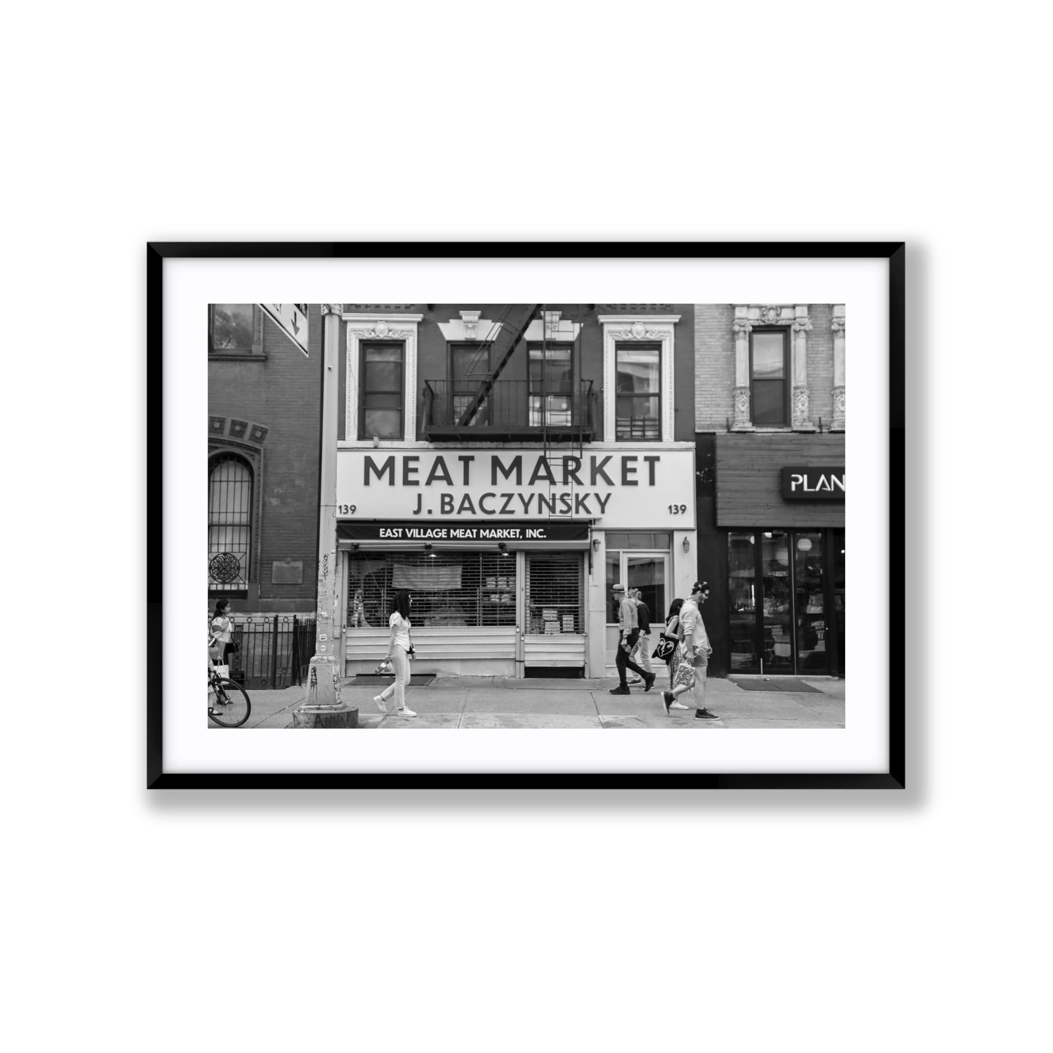 Meat District New York NYC Black & White wall art Extra Large fine art print in black frame with matboard
