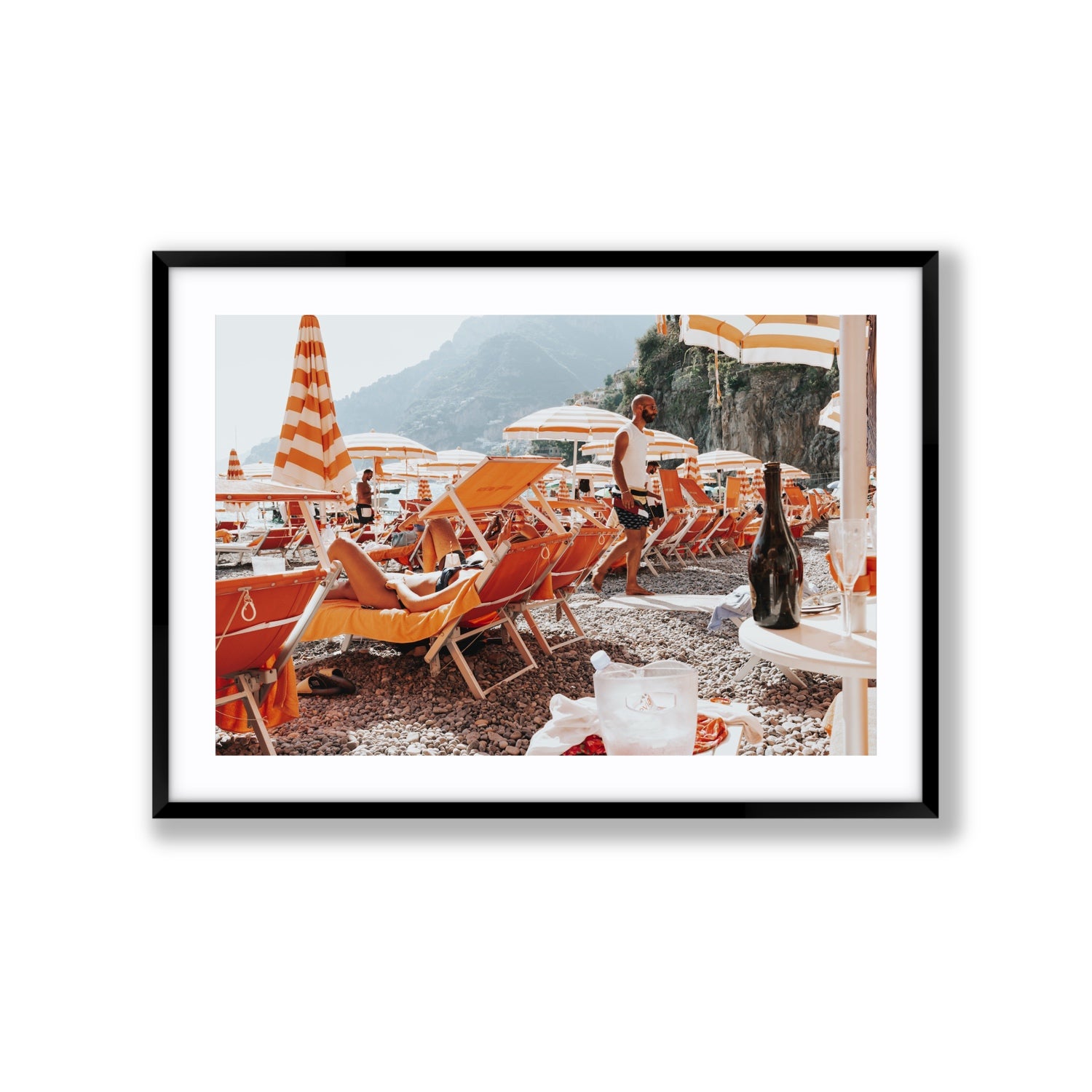 Zesty Shade Positano wall art Extra Large fine art print in black frame with matboard