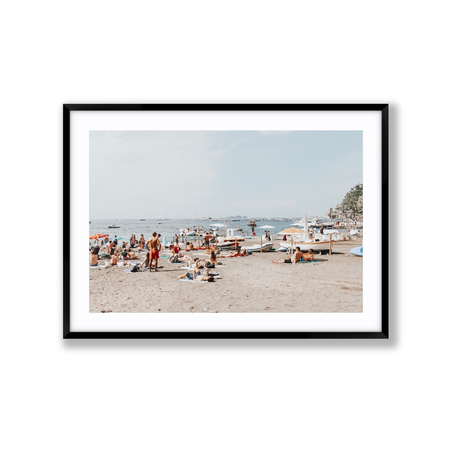 Beachy Vibes fine art print, Positano, Italy, Extra Large, Black Frame · Matboard, Fine Art Print