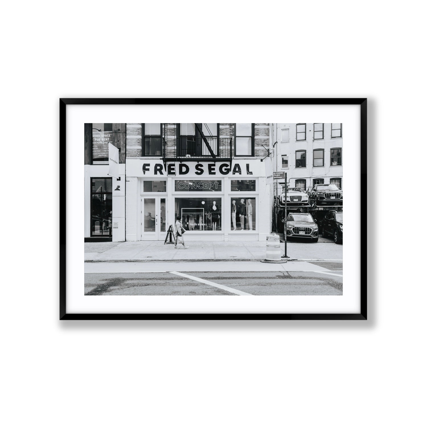Noir York New York NYC Black & White wall art Extra Large fine art print in black frame with matboard