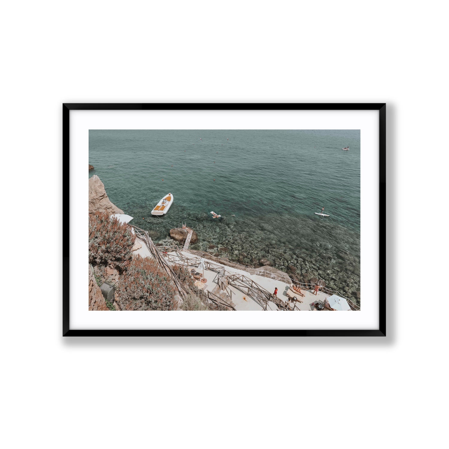 The Lagoon Tuscany coastal Italian wall art Extra Large fine art print in black frame with matboard