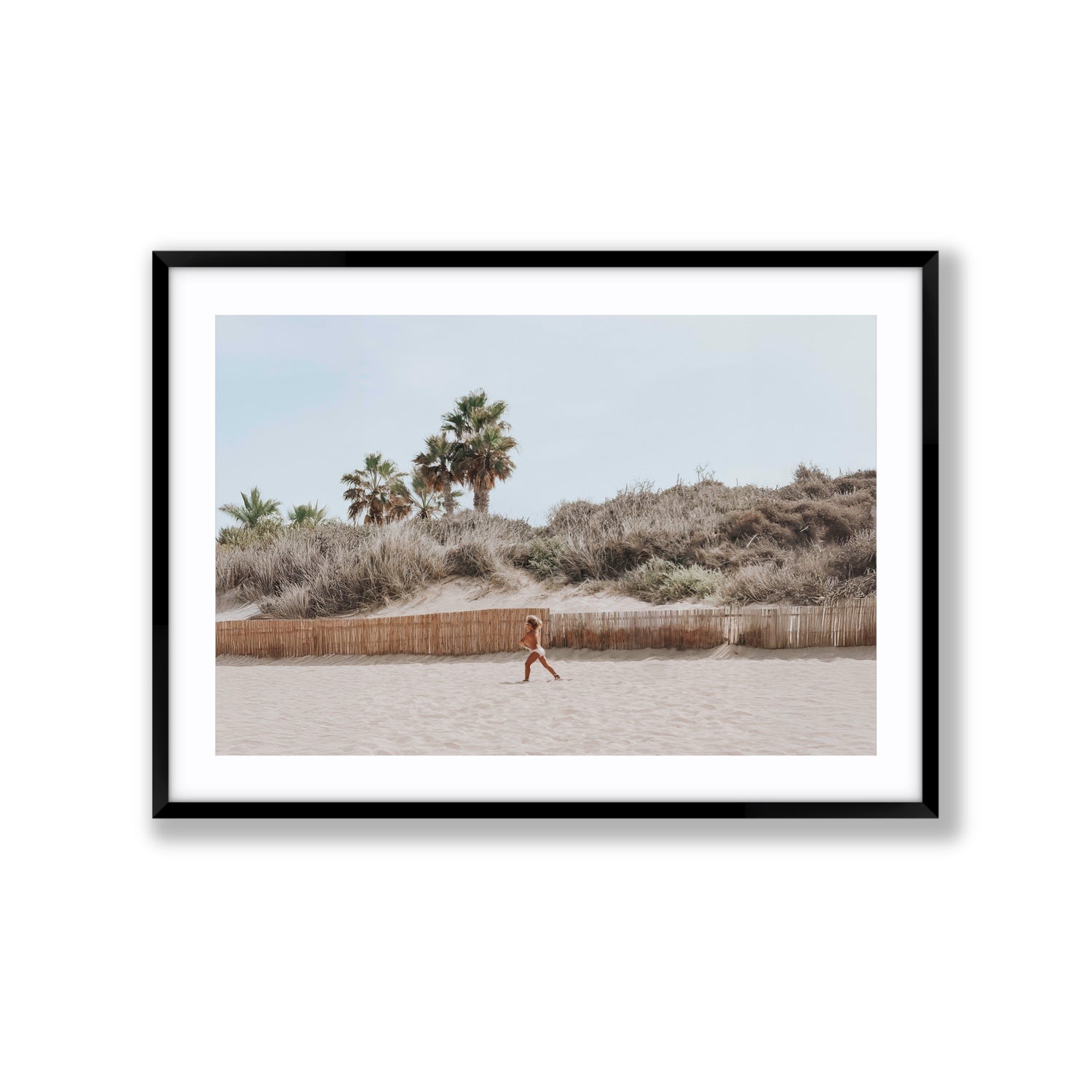 Ragazza Da Spiaggia Puglia beach Italian fine art print Extra Large fine art print in black frame with matboard