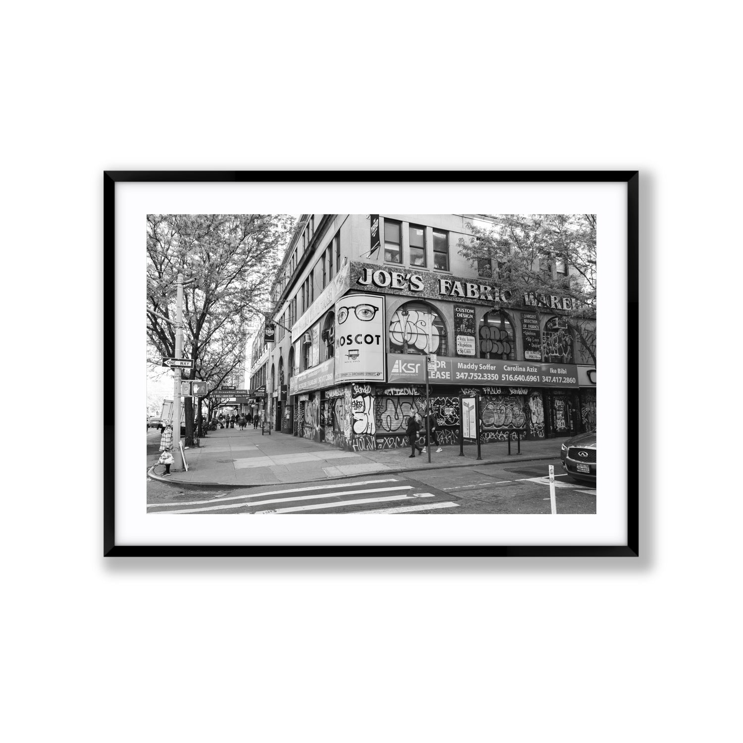 Wall Poetry New York NYC Black & White wall art Extra Large fine art print in black frame with matboard