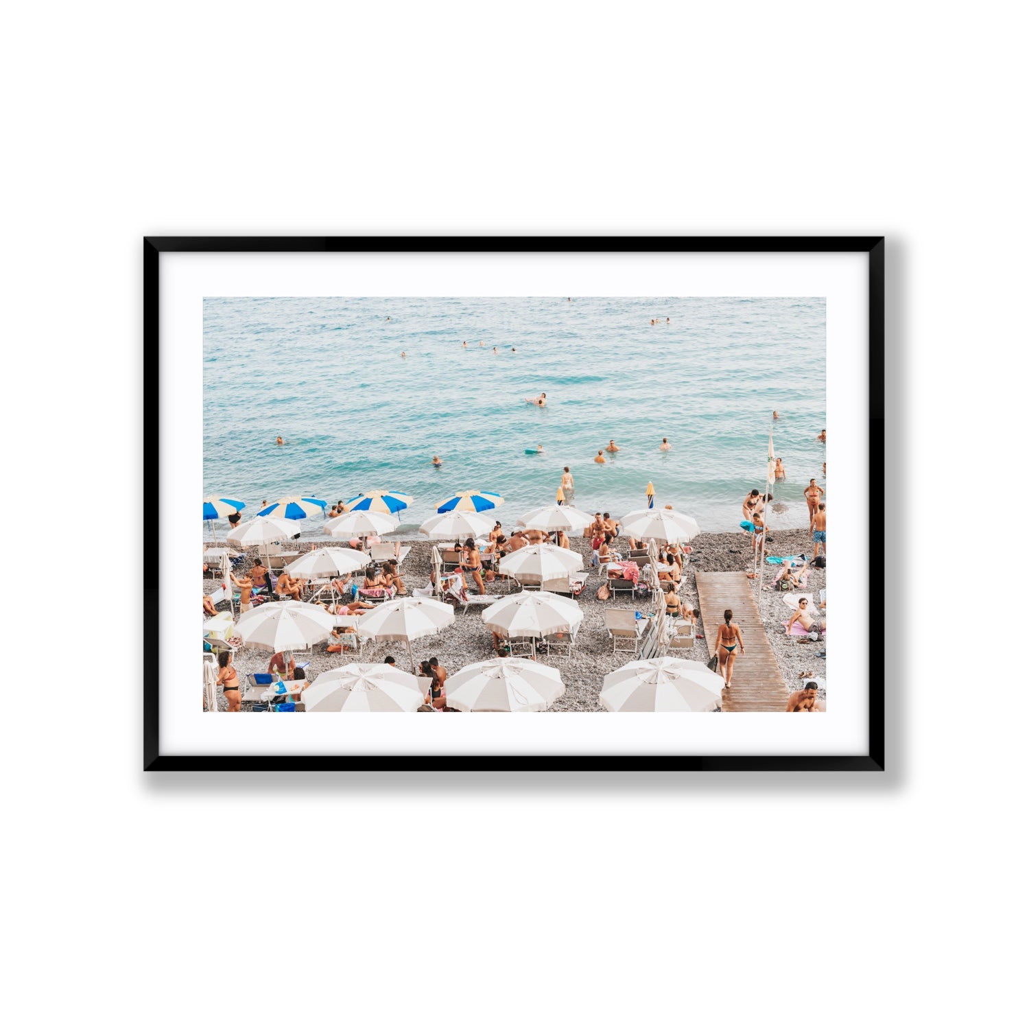 Dreamscape Amalfi Italian beach wall art Extra Large fine art print in black frame with matboard