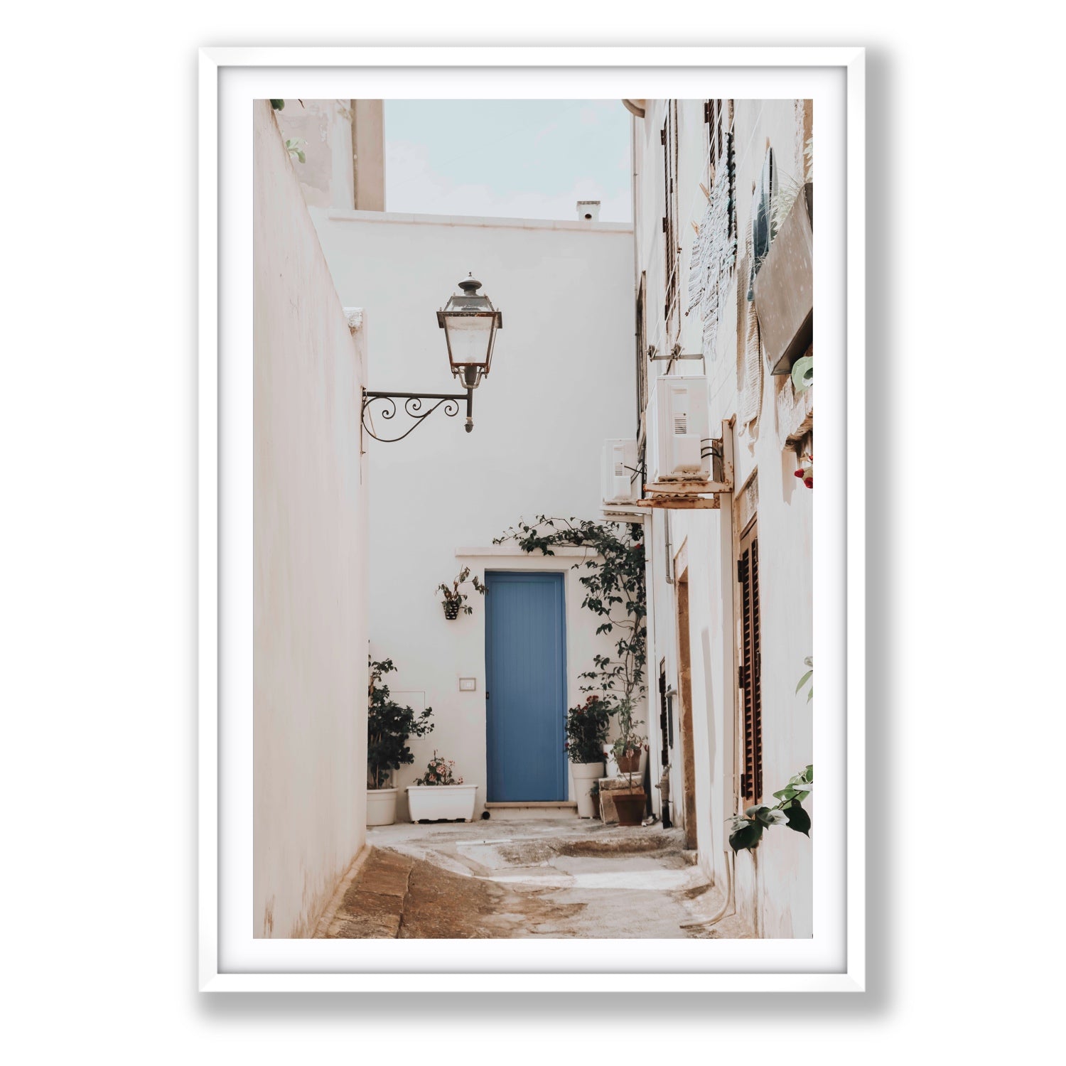 Entry Envy Puglia Ostuni wall art Statement fine art print in white frame with matboard