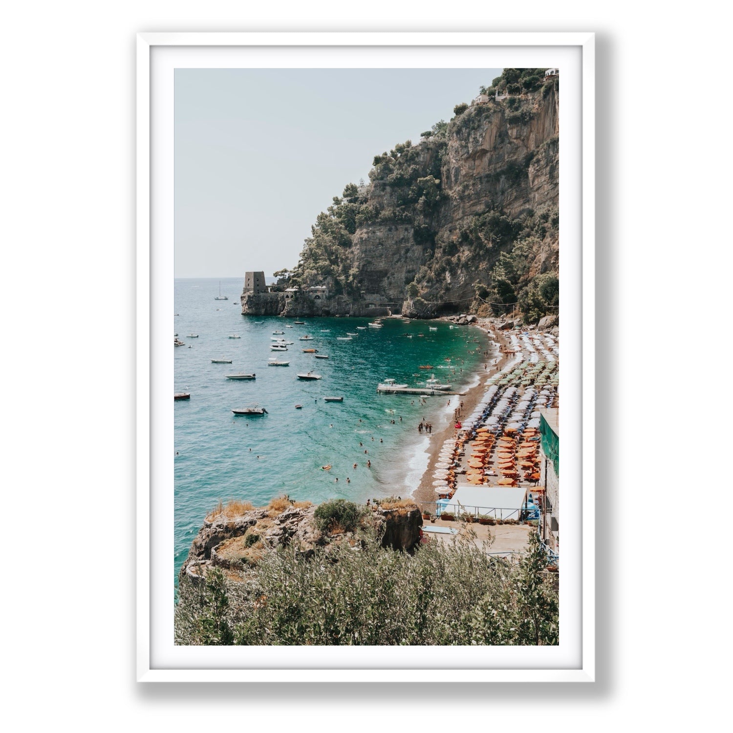 Baia dei Sogni fine art print, Positano, Italy, Statement, White Frame · Matboard, Fine Art Print