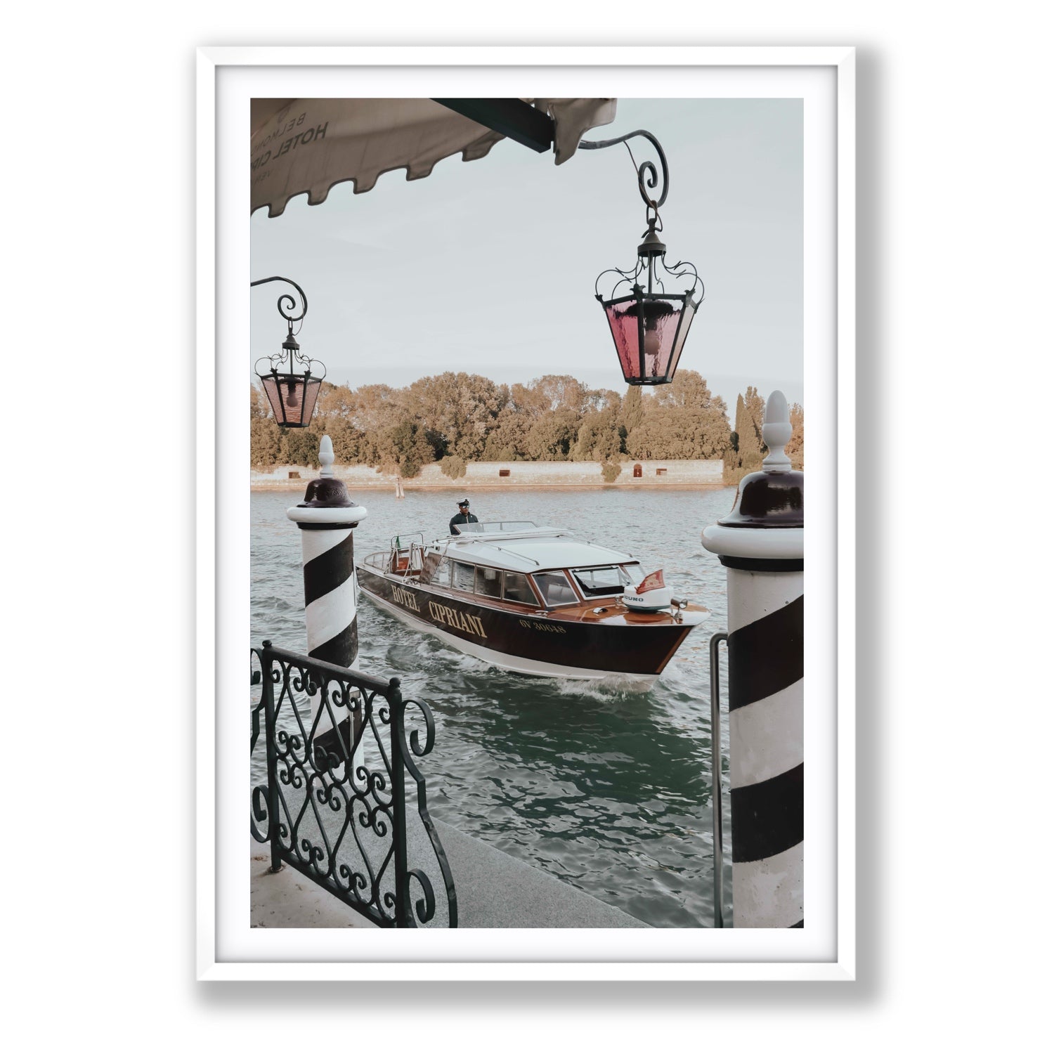 Taxi Shuttle Venice wall art Statement fine art print in white frame with matboard