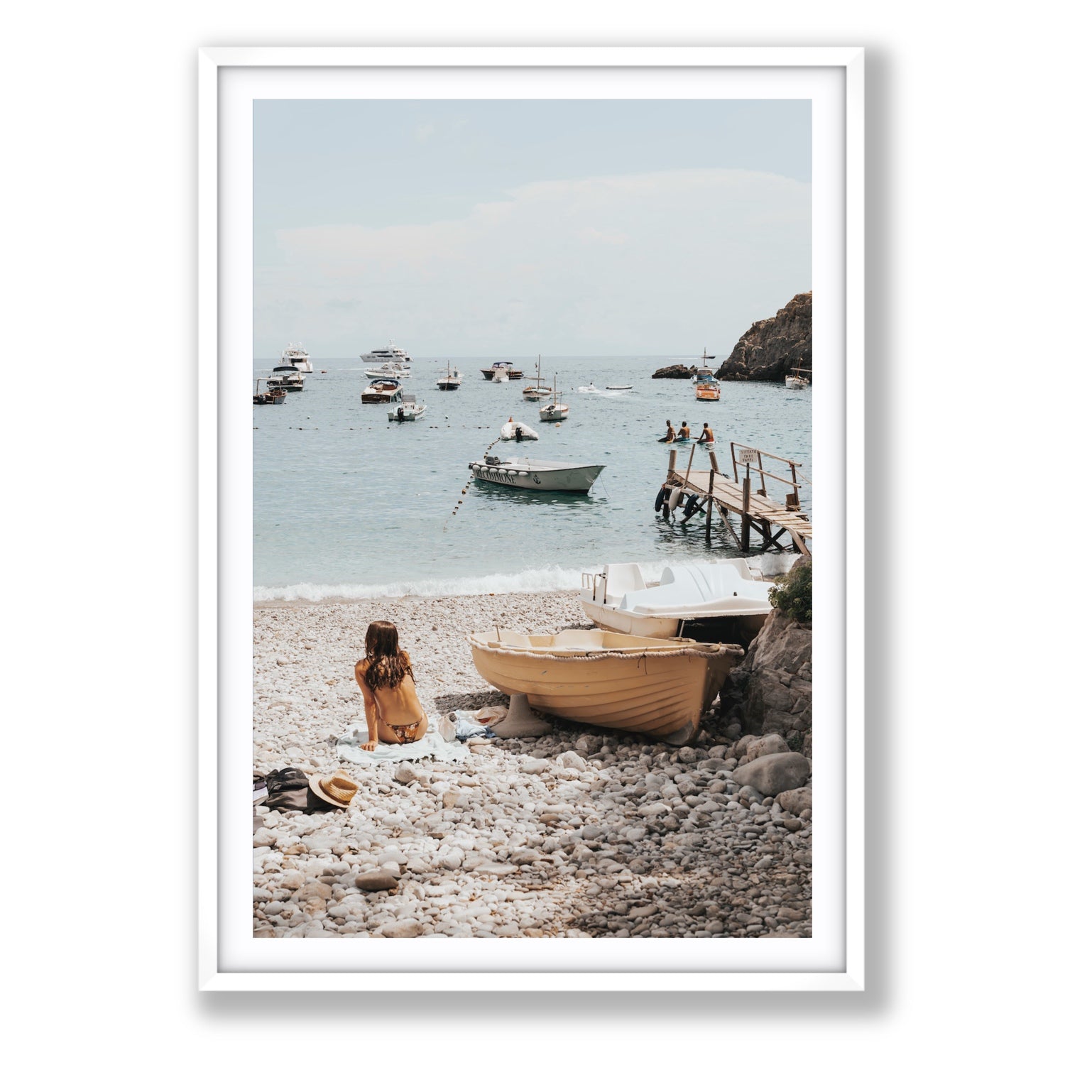 Solo Sojourn Nerano wall art Statement fine art print in white frame with matboard