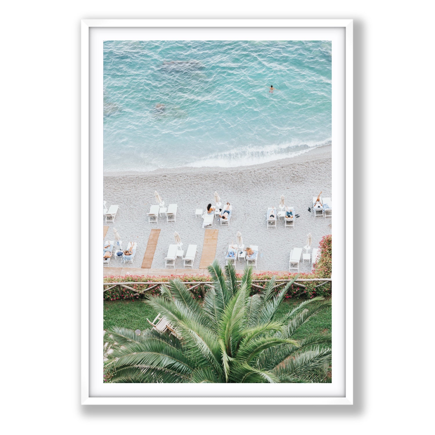 Paradiso Amalfi Mediterranean wall art Statement fine art print in white frame with matboard