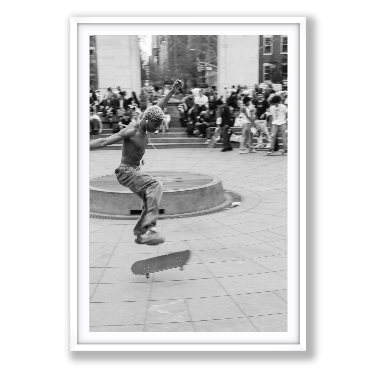 Airborne Rhythms New York NYC Black & White wall art Statement fine art print in white frame with matboard
