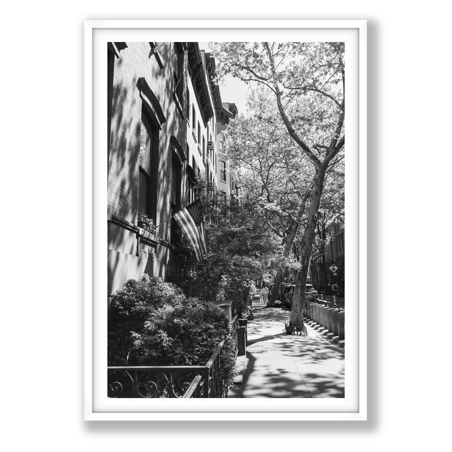 Urban Patriotism New York NYC Black & White wall art Statement fine art print in white frame with matboard