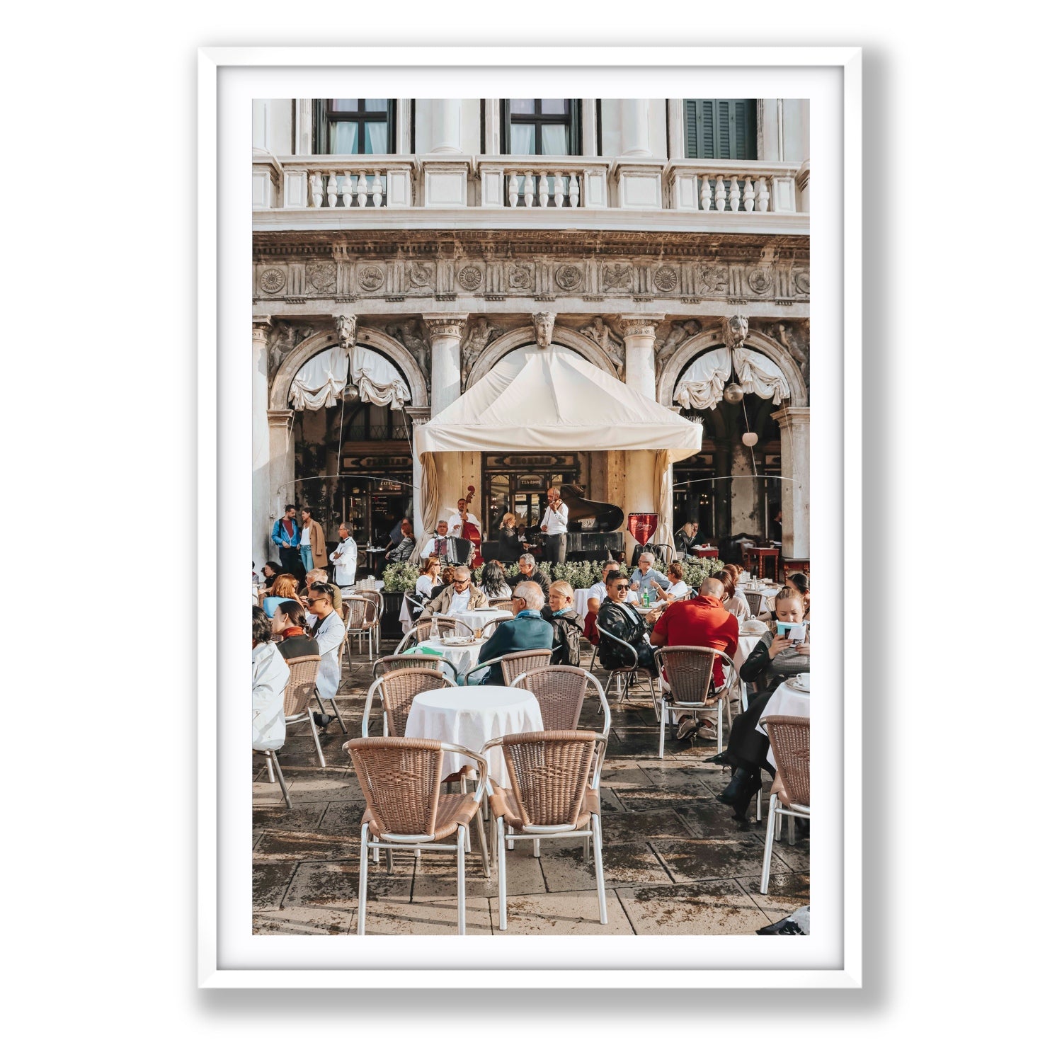 Piazza San Marco Venice Italian wall art Statement fine art print in white frame with matboard