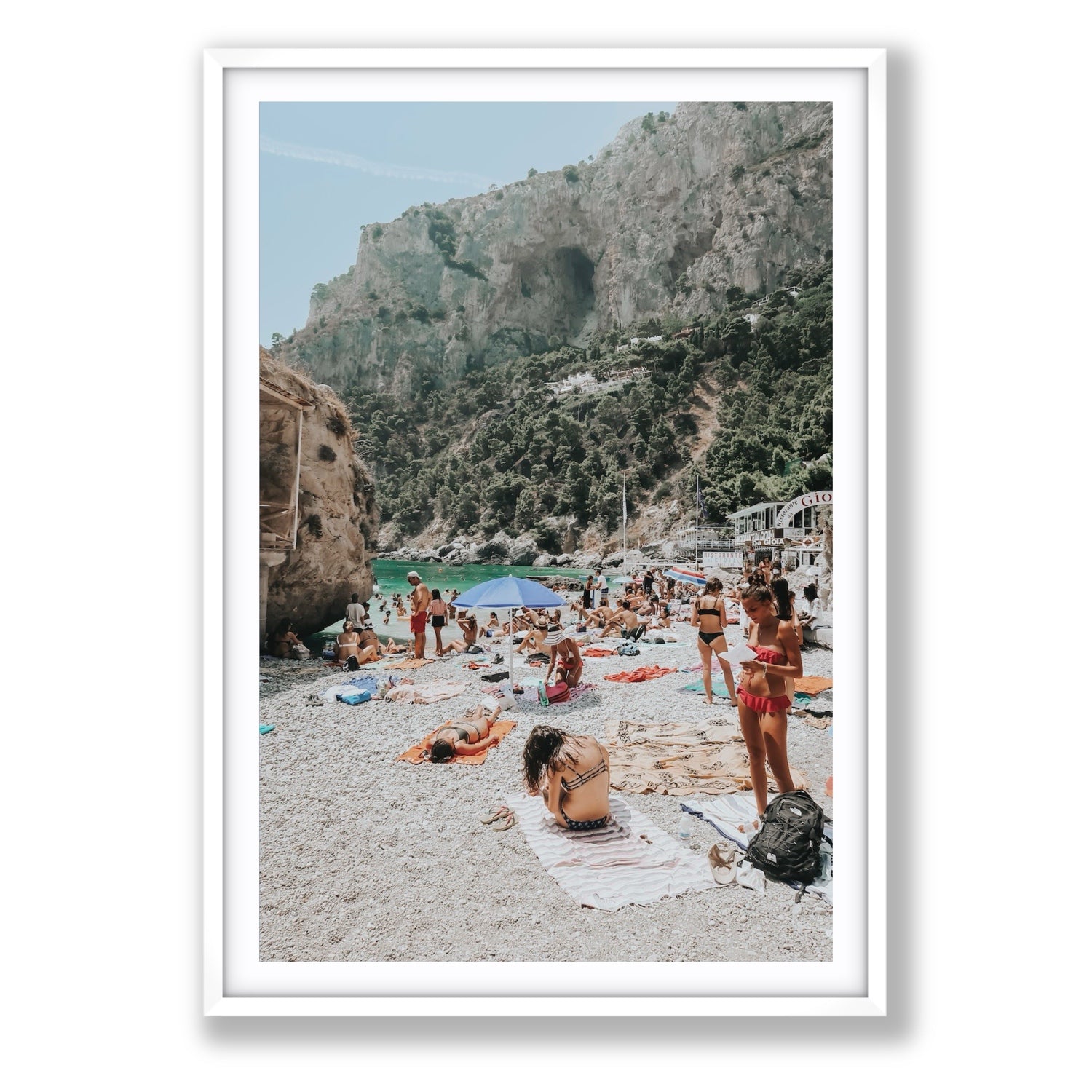 Marina Piccola Capri Mediterranean wall art Statement fine art print in white frame with matboard