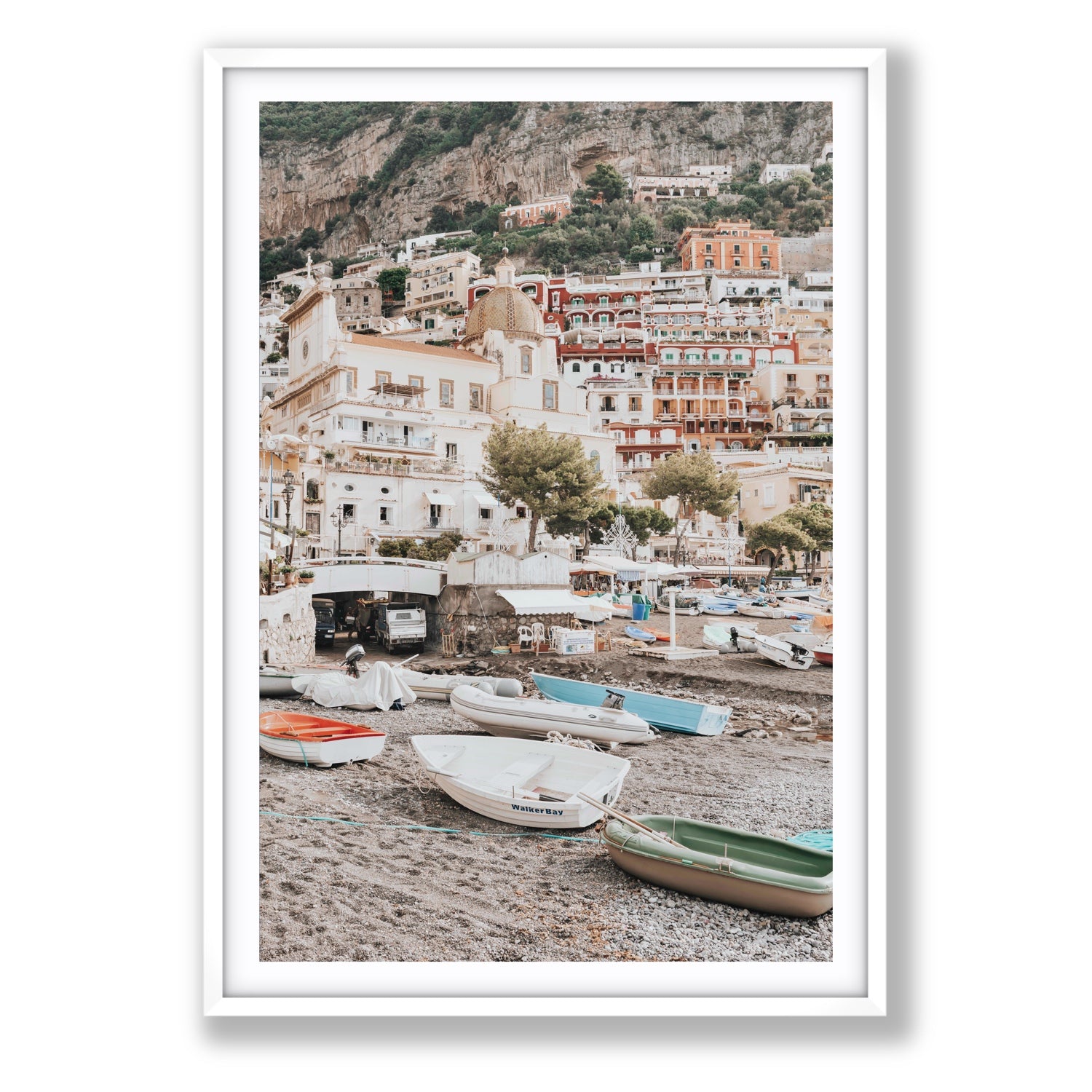 A Memory To Treasure fine art print, Positano, Italy, Statement, White Frame · Matboard, Fine Art Print