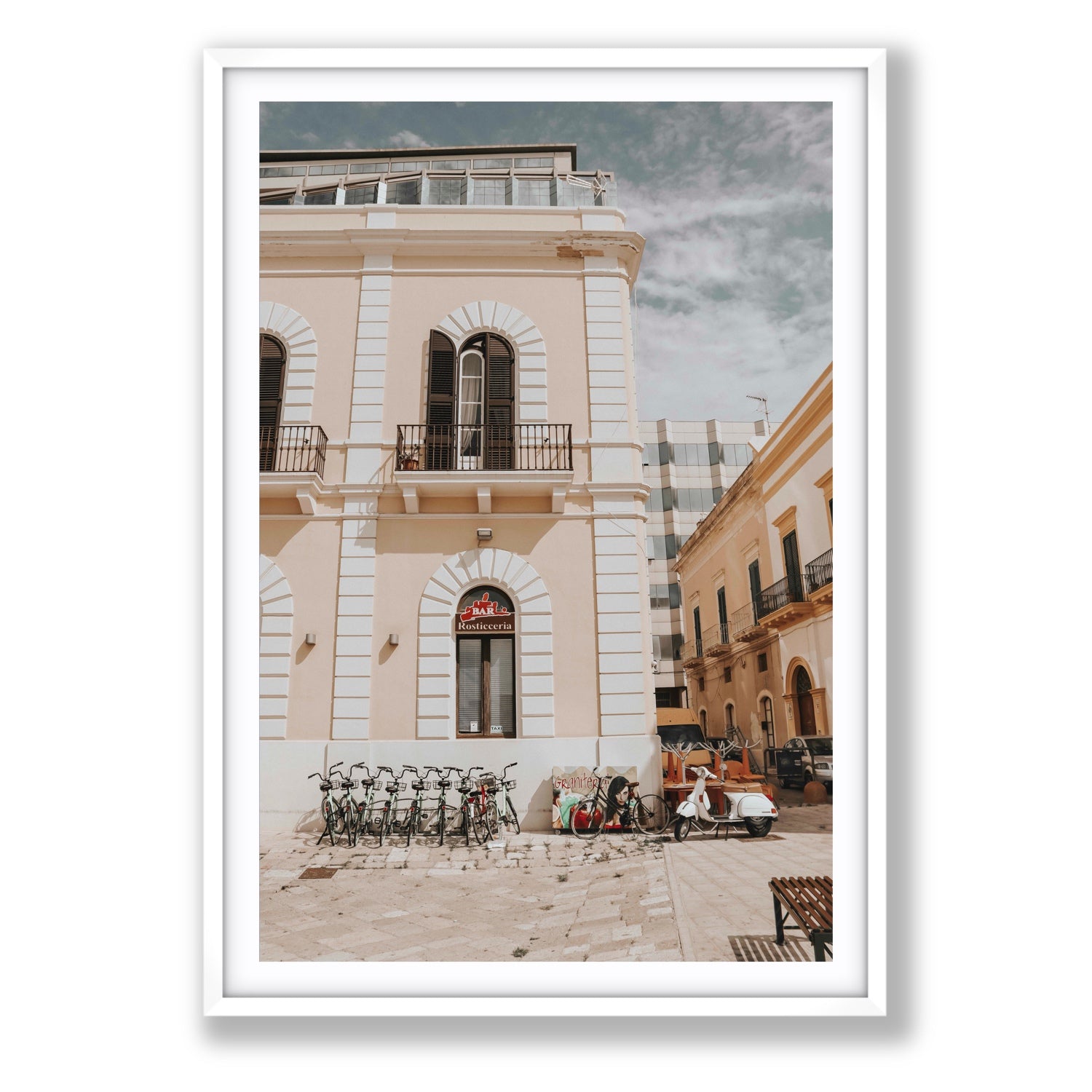 Rosticceria Puglia Italian wall art Statement fine art print in white frame with matboard