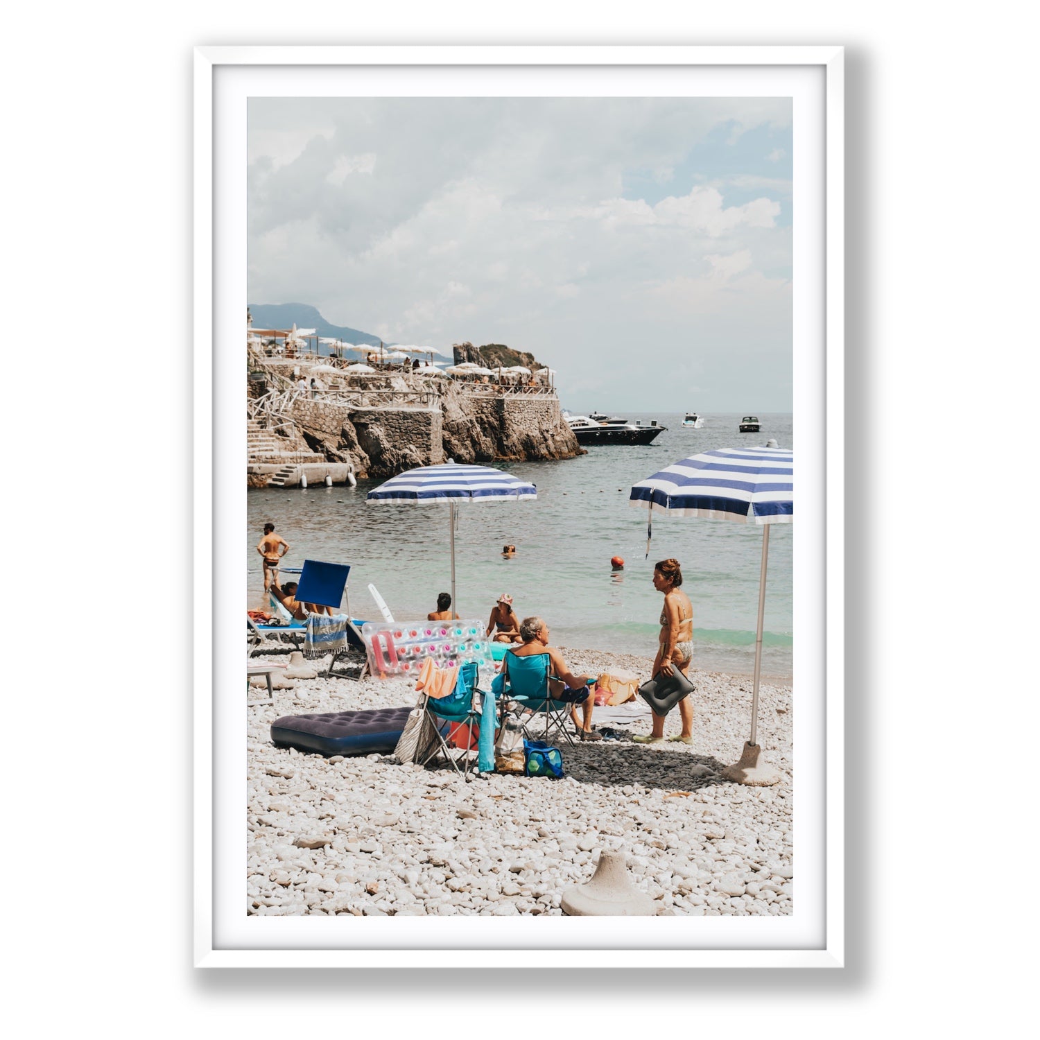 Couple Goals Nerano Amalfi Coast coastal wall art Statement fine art print in white frame with matboard