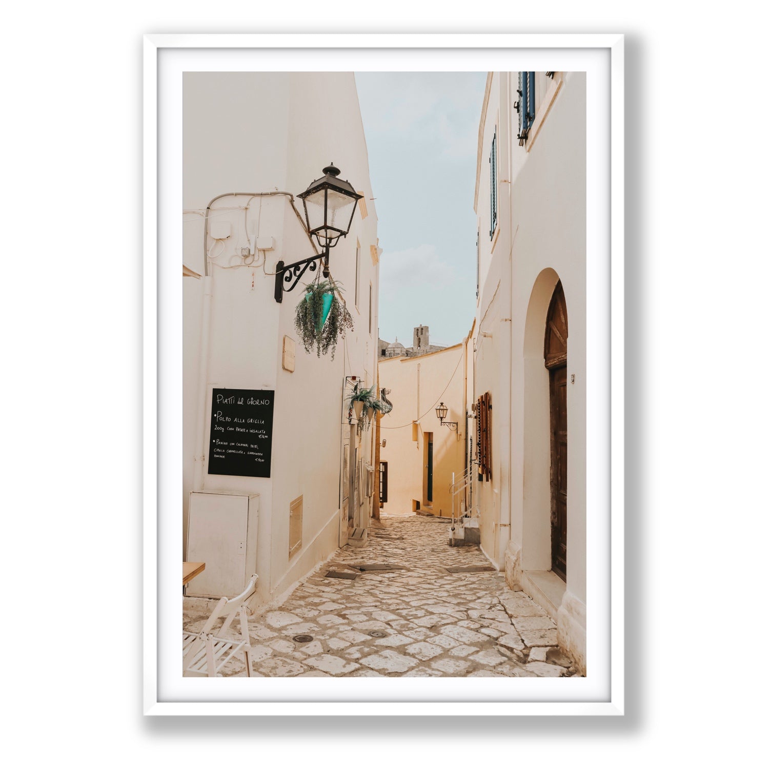 Twilight Passage Puglia Italian wall art Statement fine art print in white frame with matboard