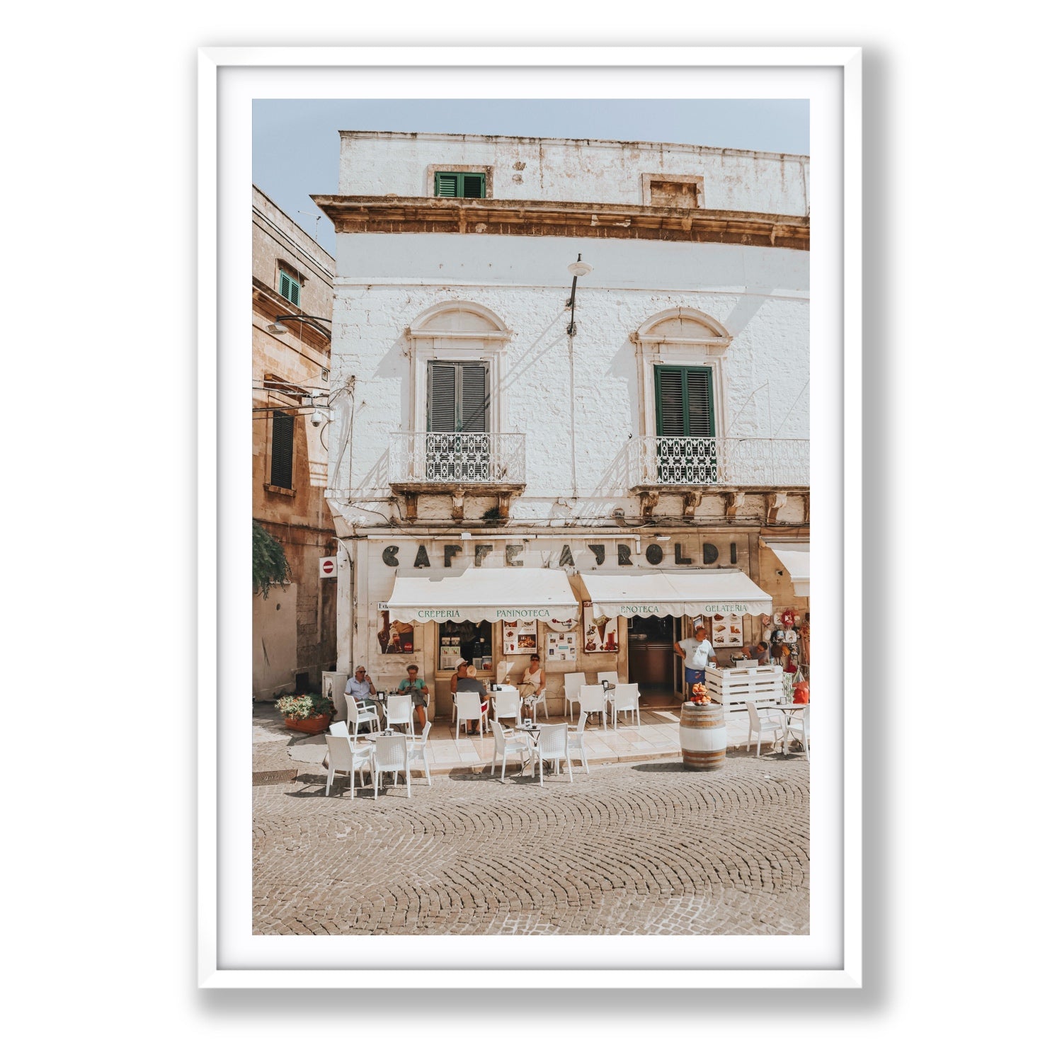 L'Ora di Pranzo Puglia L’Ora di Pranzo Italian art print Statement fine art print in white frame with matboard