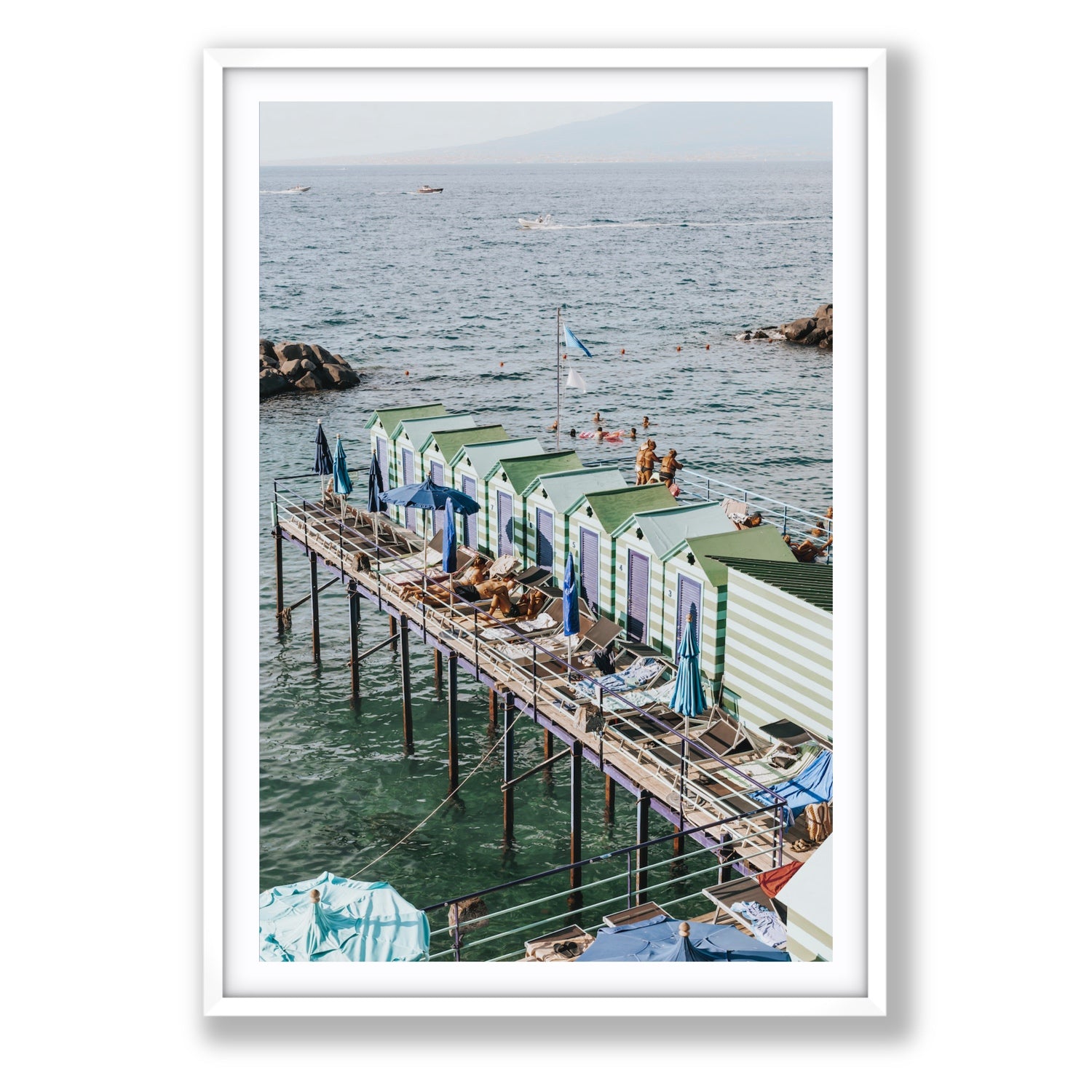 Cabine da Spiaggia fine art print, Sorrento, Italy, Statement, White Frame · Matboard, Fine Art Print