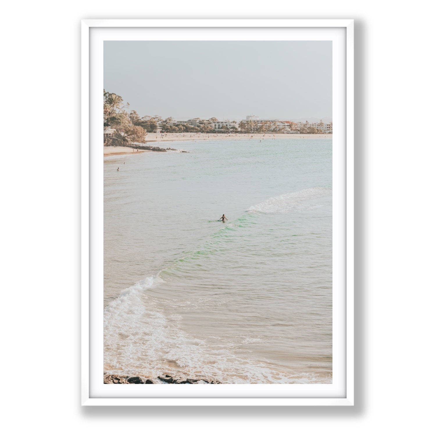 Salt Reverie fine art print, Noosa, Australia, coastal scenes artwork, Statement, White Frame · Matboard, Fine Art Print