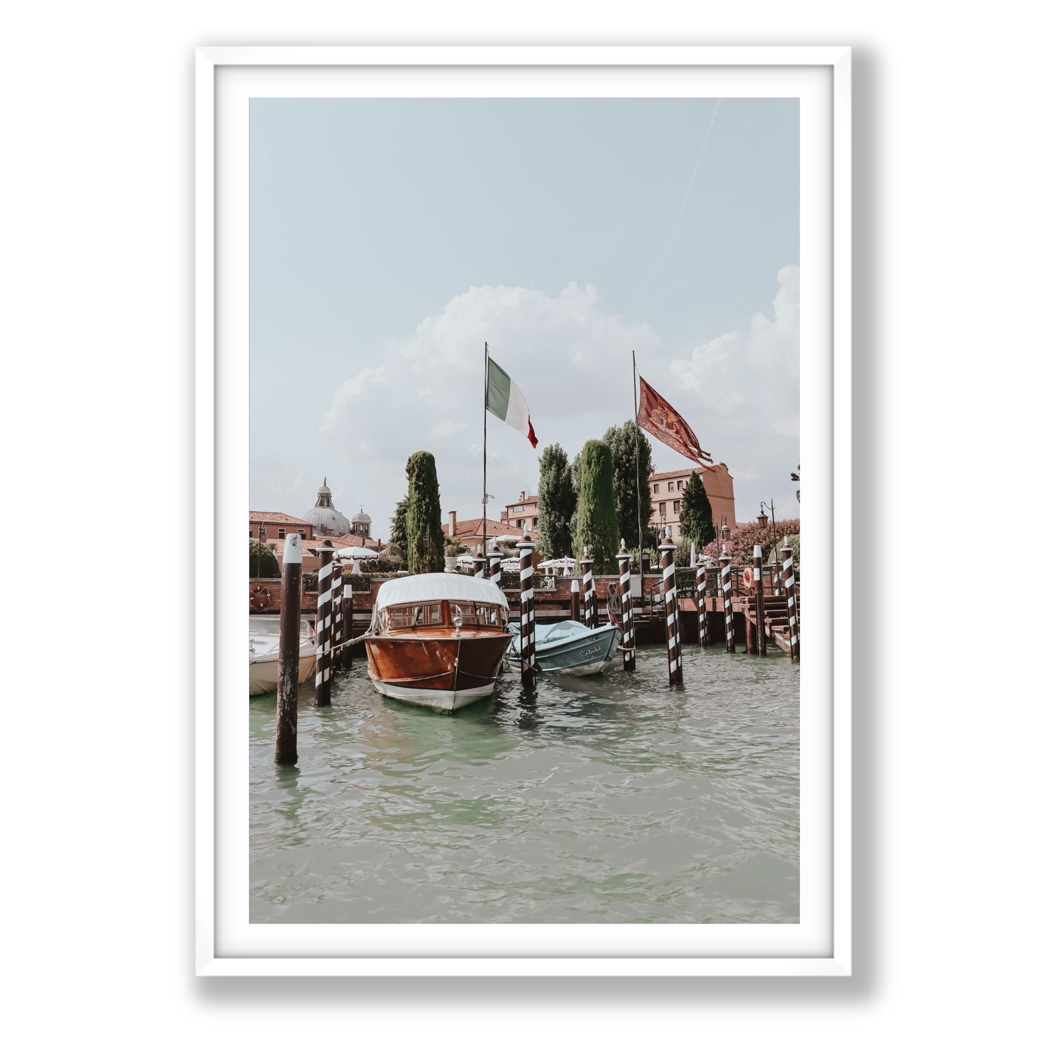 Cipriani Venice wall art Statement fine art print in white frame with matboard