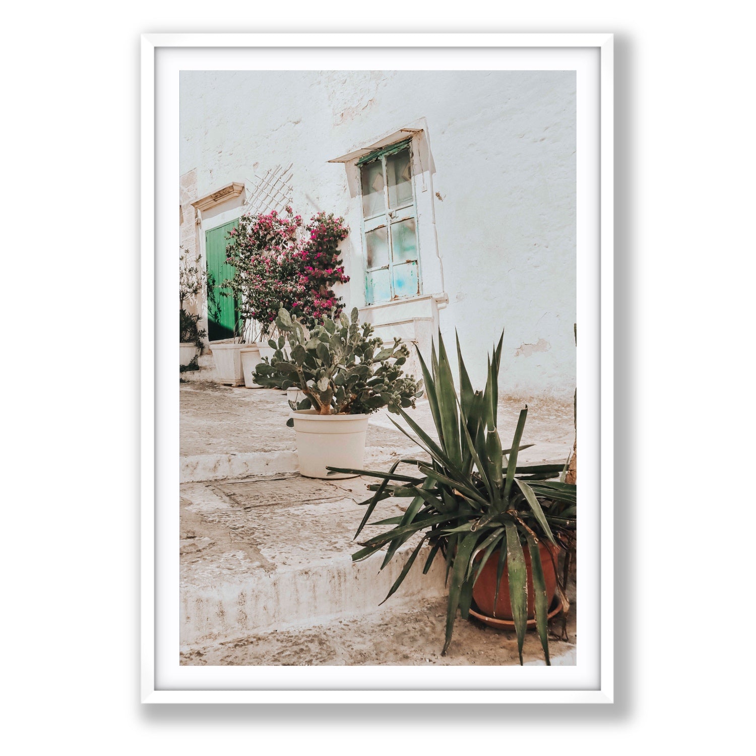 Giardino Segreto Puglia Ostuni wall art Statement fine art print in white frame with matboard