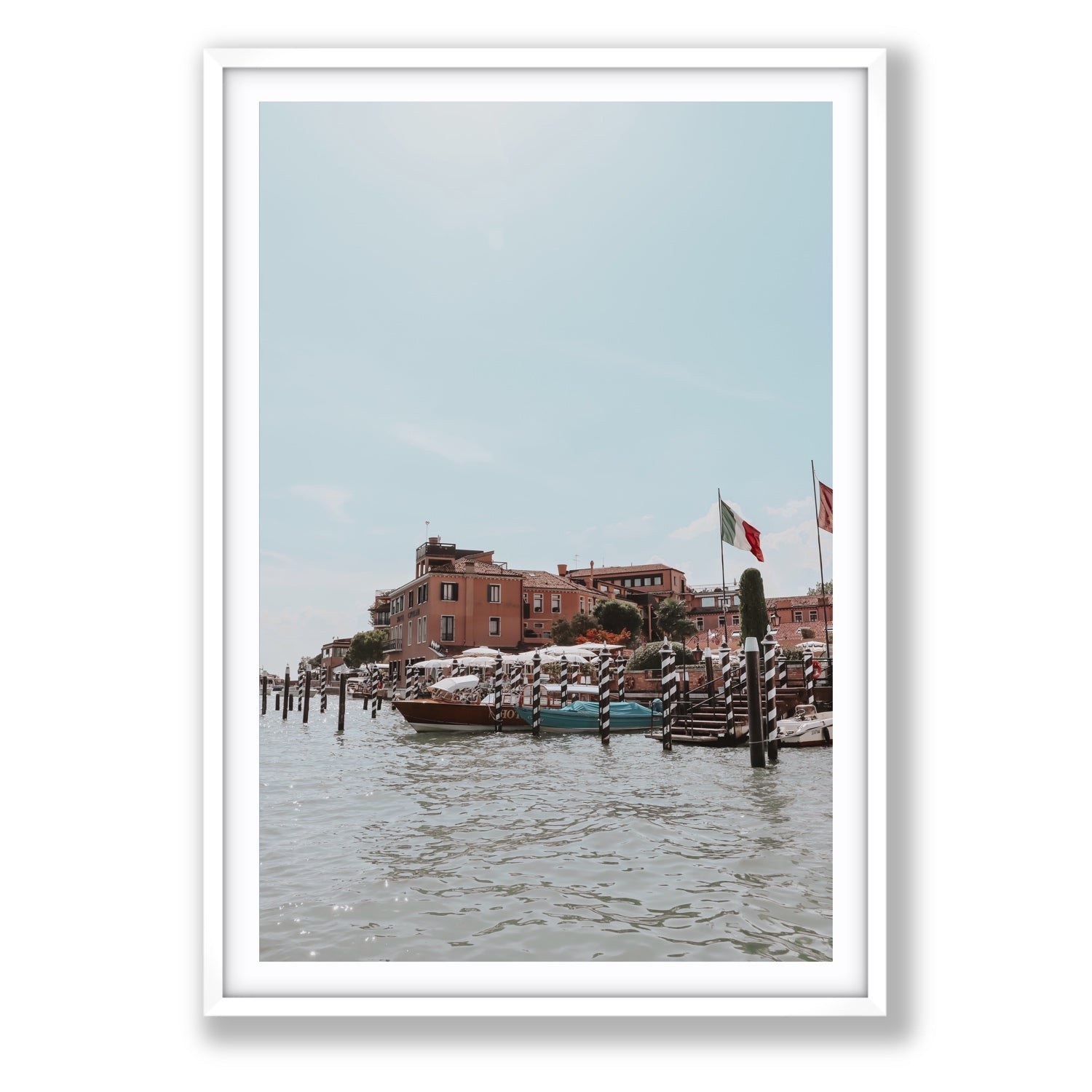 Giudecca Island Venice wall art Statement fine art print in white frame with matboard