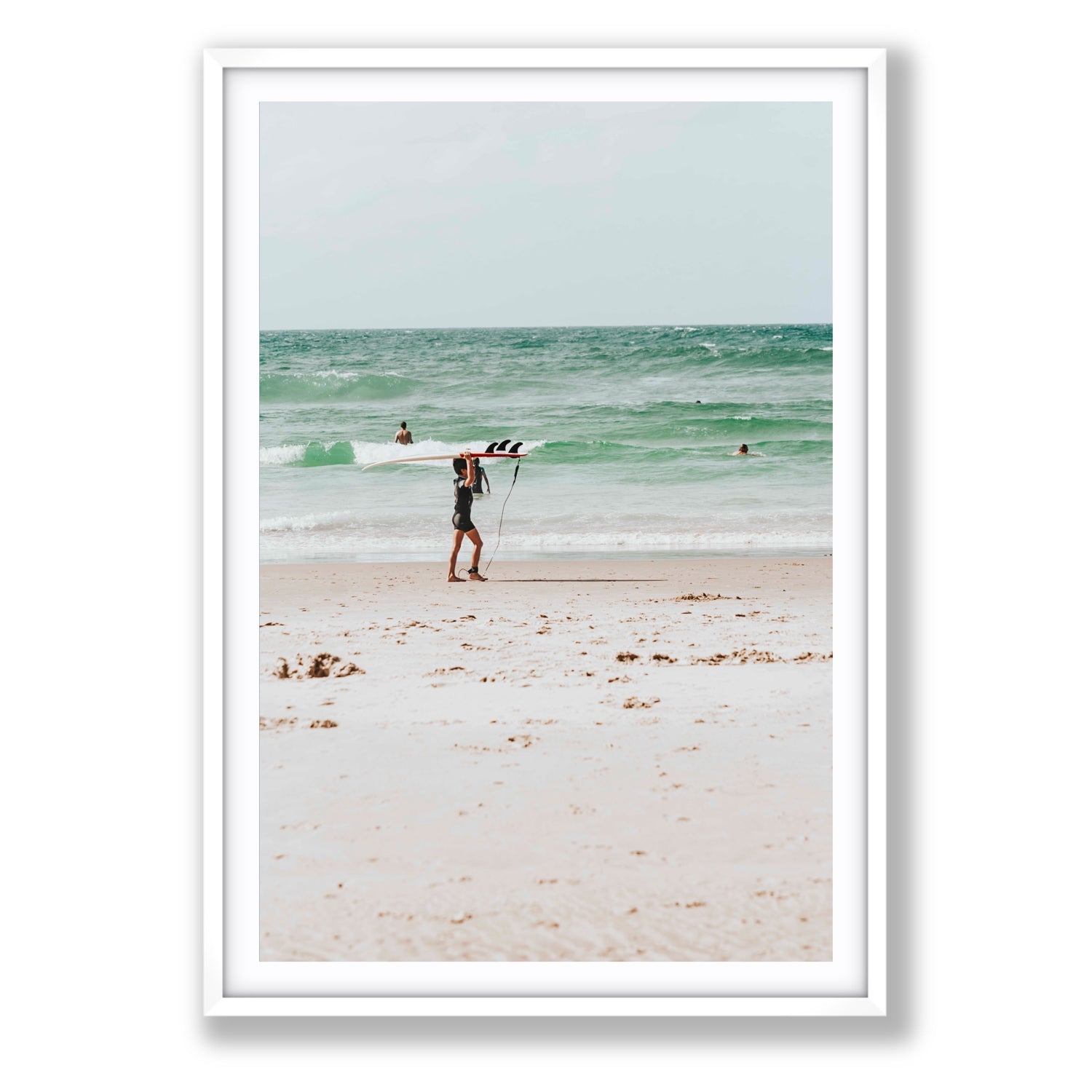 Grommet Byron Bay Surf coastal wall art Statement fine art print in white frame with matboard