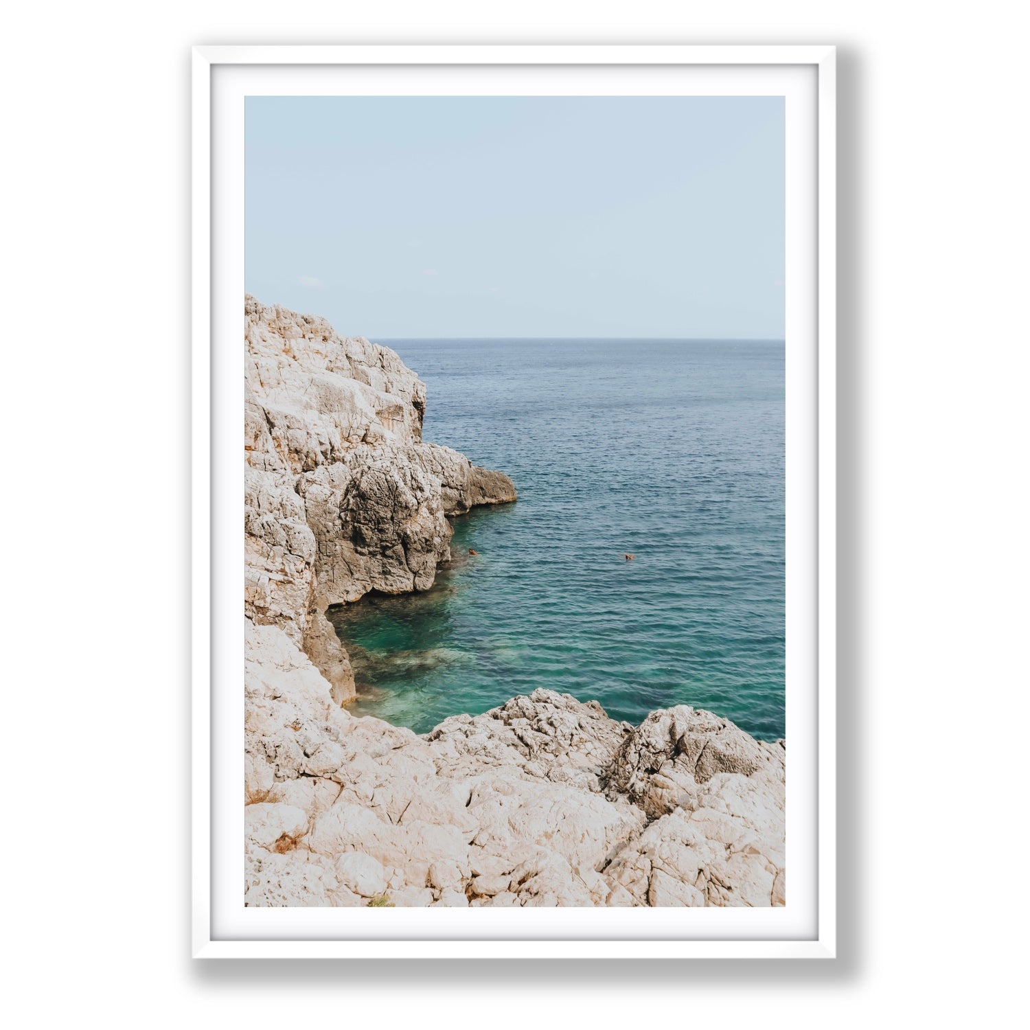 Healing Immersion Puglia Wall Mediterranean fine art print Statement fine art print in white frame with matboard