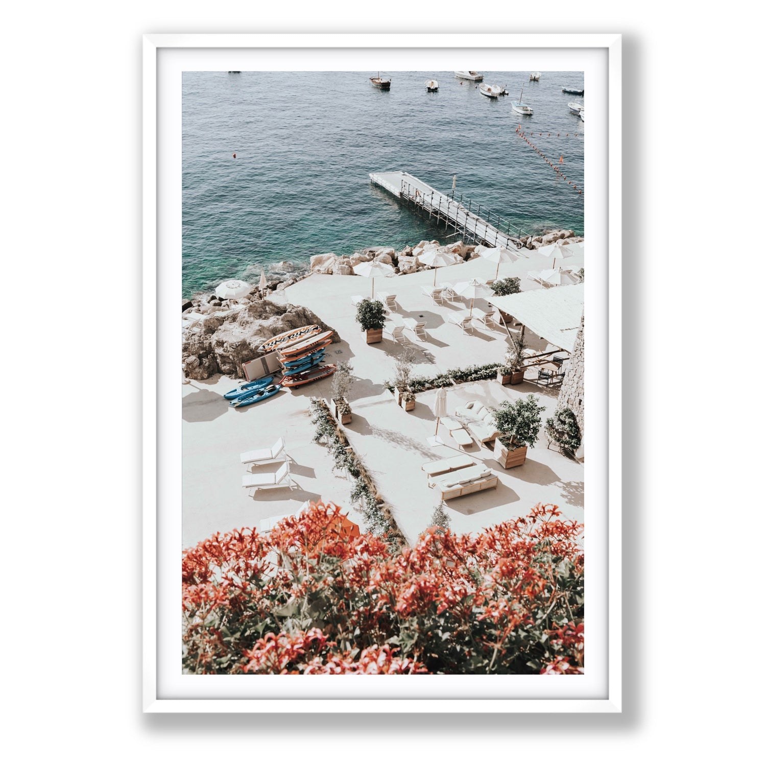 A Work of Art Amalfi coastal wall art Statement fine art print in white frame with matboard