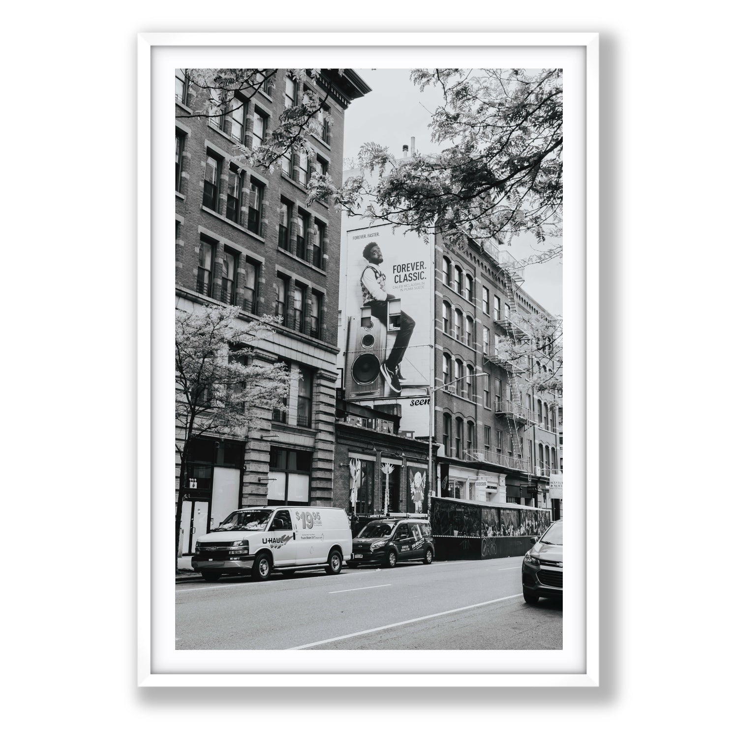 Forever Classic New York NYC Black & White wall art Statement fine art print in white frame with matboard