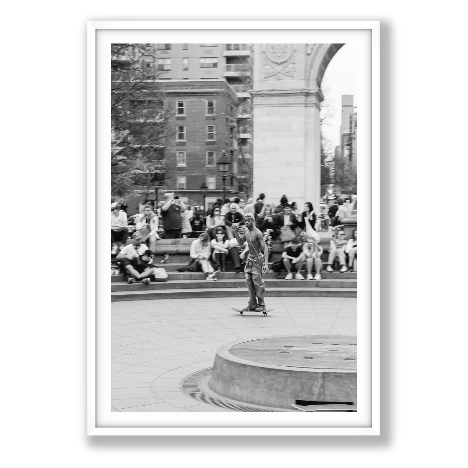 Parkside Pirouettes New York NYC Black & White wall art Statement fine art print in white frame with matboard