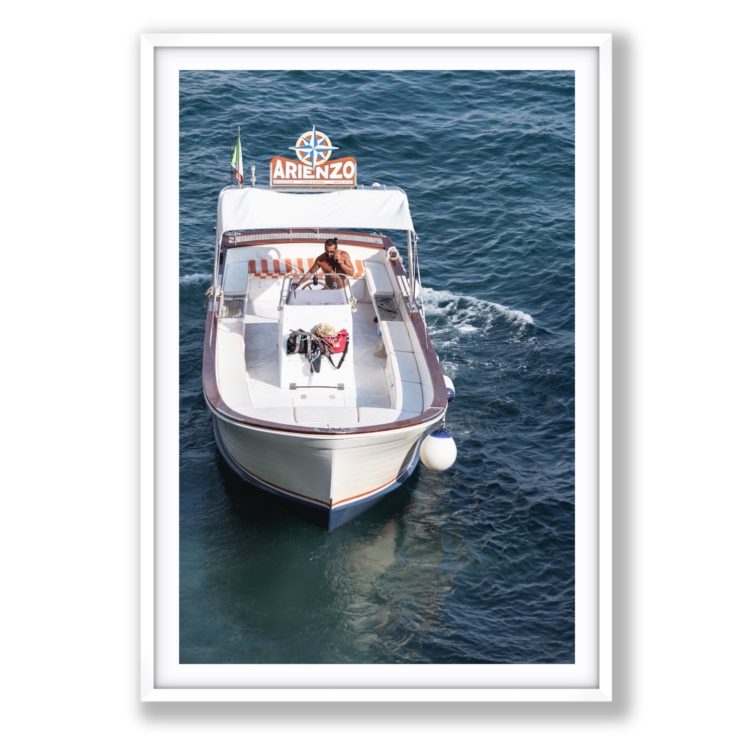 Pilota di Motoscafo fine art print, Positano, Italy, Statement, White Frame · Matboard, Fine Art Print