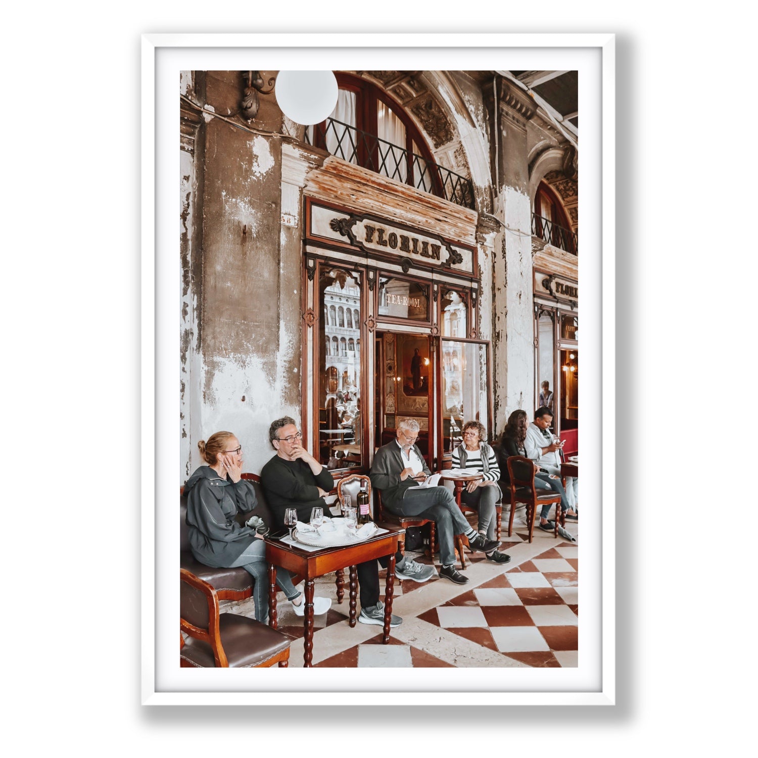 Tea Room Venice Italian wall art Statement fine art print in white frame with matboard