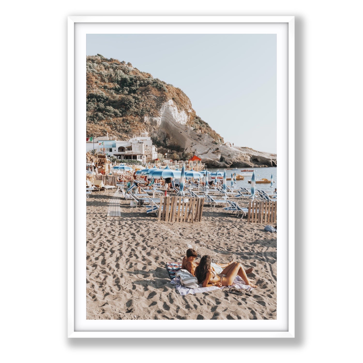 Beach Buddies fine art print, Ischia, Italy, Statement, White Frame · Matboard, Fine Art Print