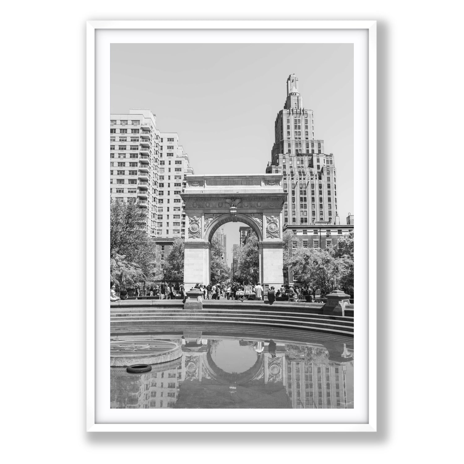 Washington Skyline New York NYC Black & White wall art Statement fine art print in white frame with matboard