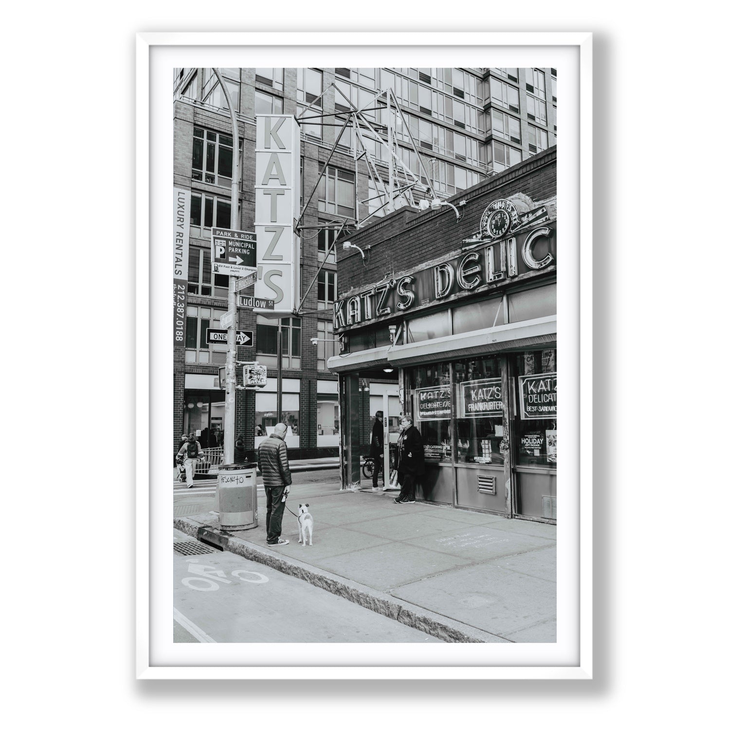 Graphite Gotham New York NYC Black & White wall art Statement fine art print in white frame with matboard