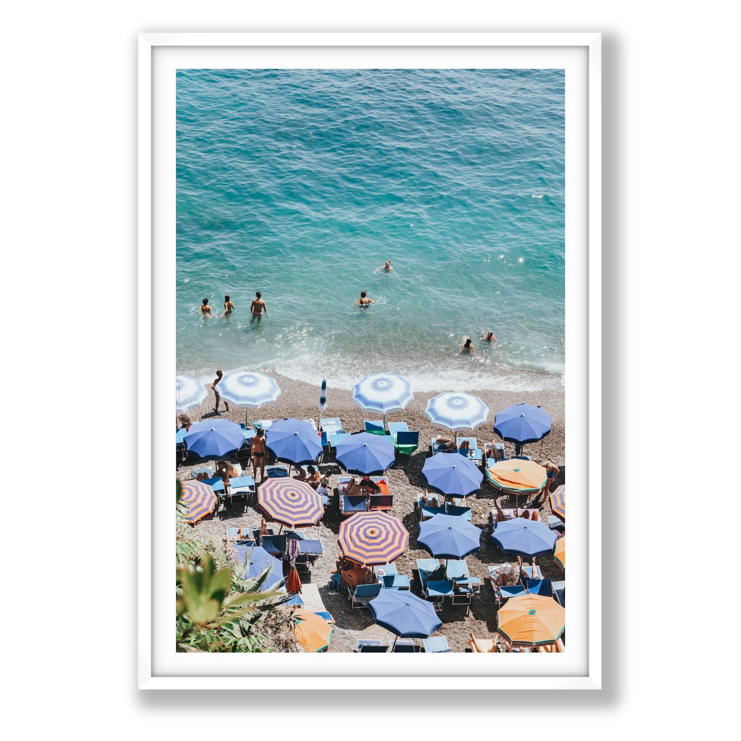 Paradise Beach fine art print, Positano, Italy, Statement, White Frame · Matboard, Fine Art Print