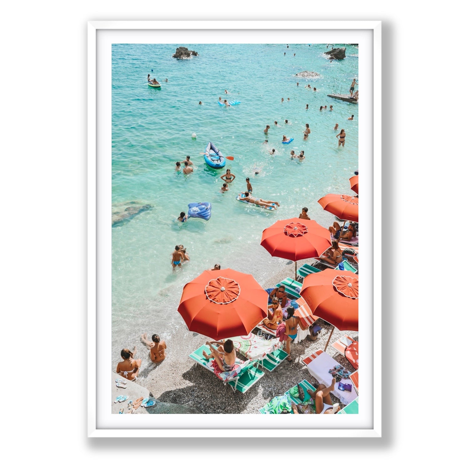 Easy Street Capri Italian beach wall art Statement fine art print in white frame with matboard