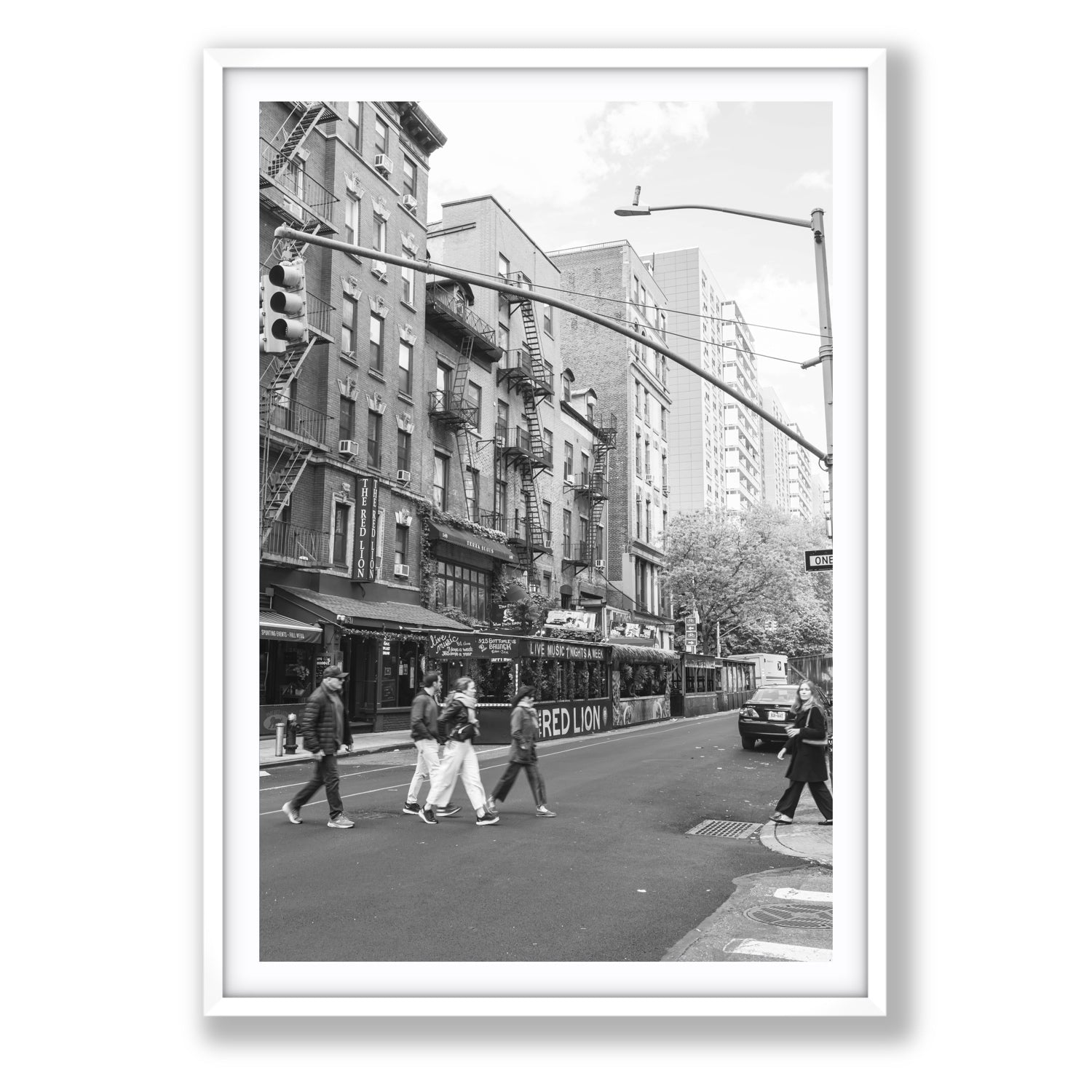 Spectral Streets New York NYC Black & White wall art Statement fine art print in white frame with matboard