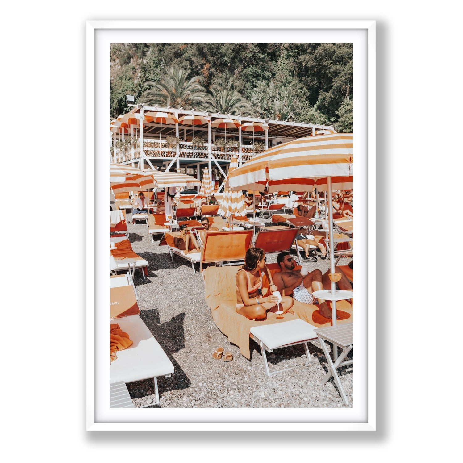 Lounging In Lido fine art print, Positano, Italy, Statement, White Frame · Matboard, Fine Art Print