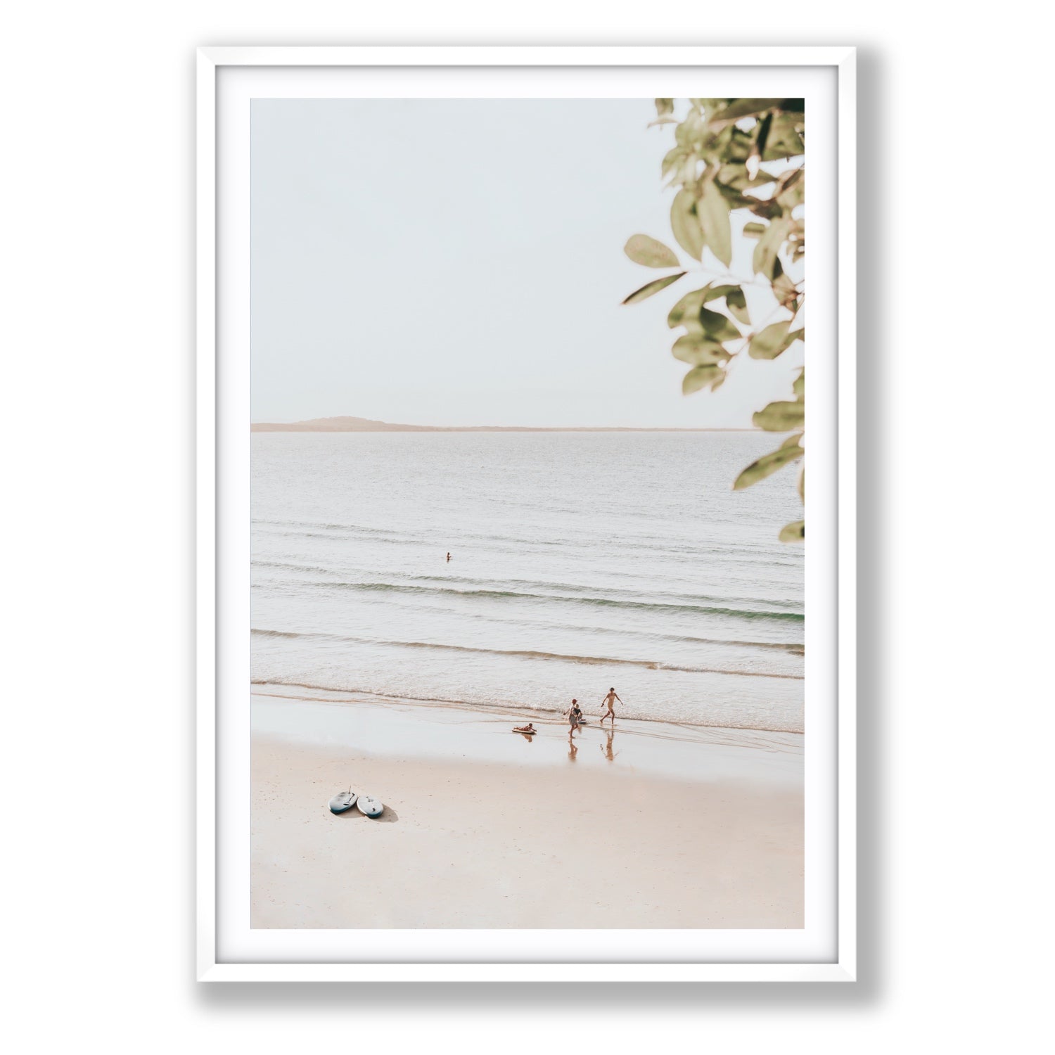 Walking On Sunshine fine art print, Noosa, Australia, coastal scenes artwork, Statement, White Frame · Matboard, Fine Art Print