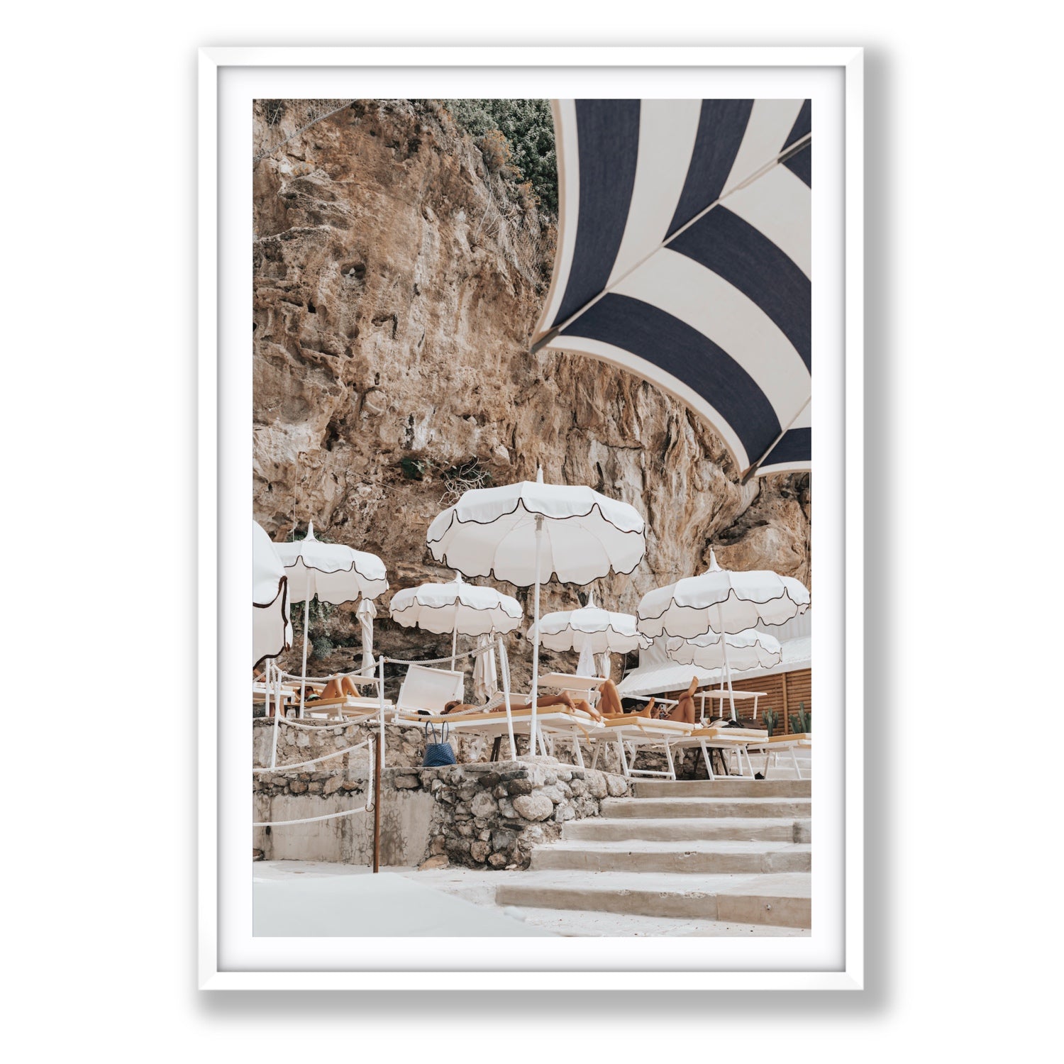 Rocky Refuge fine art print, Positano, Italy, Statement, White Frame · Matboard, Fine Art Print